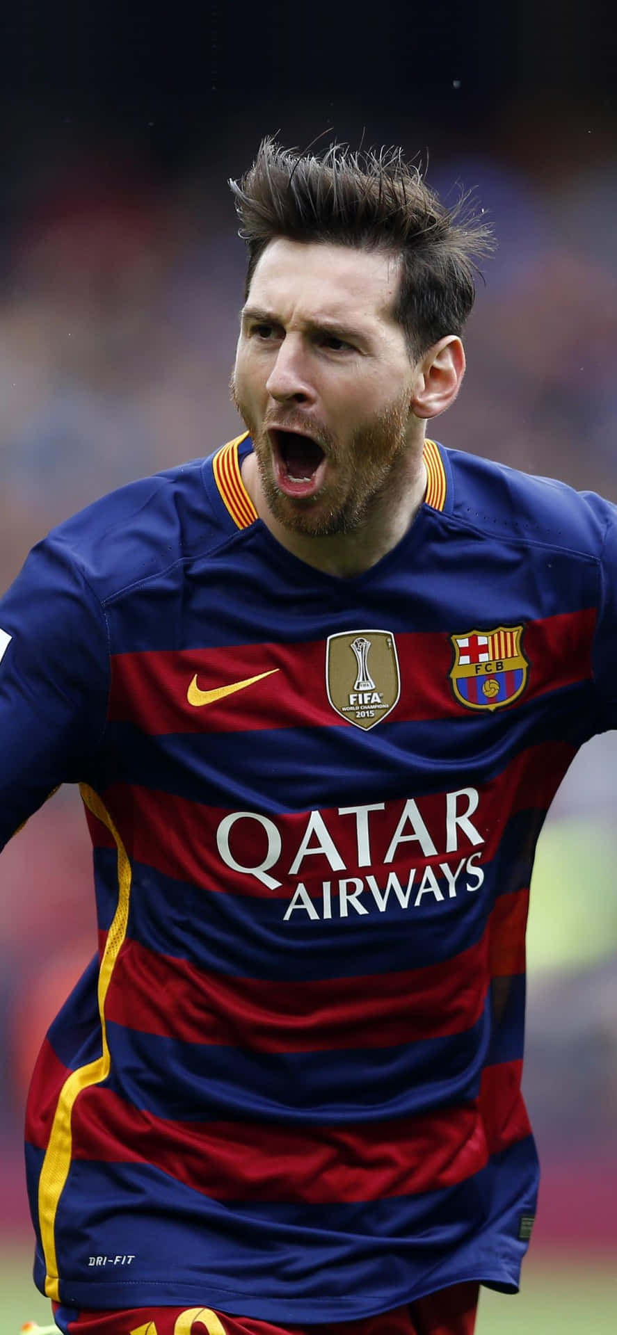 890x1920 Download Lionel Messi Celebrates His Goal Against Barcelona Wallpaper, Phone