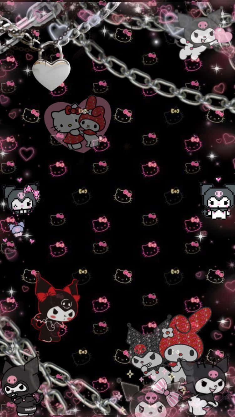 750x1340 Download Hello Kitty Wallpaper With Hearts And Chains Wallpaper, Phone