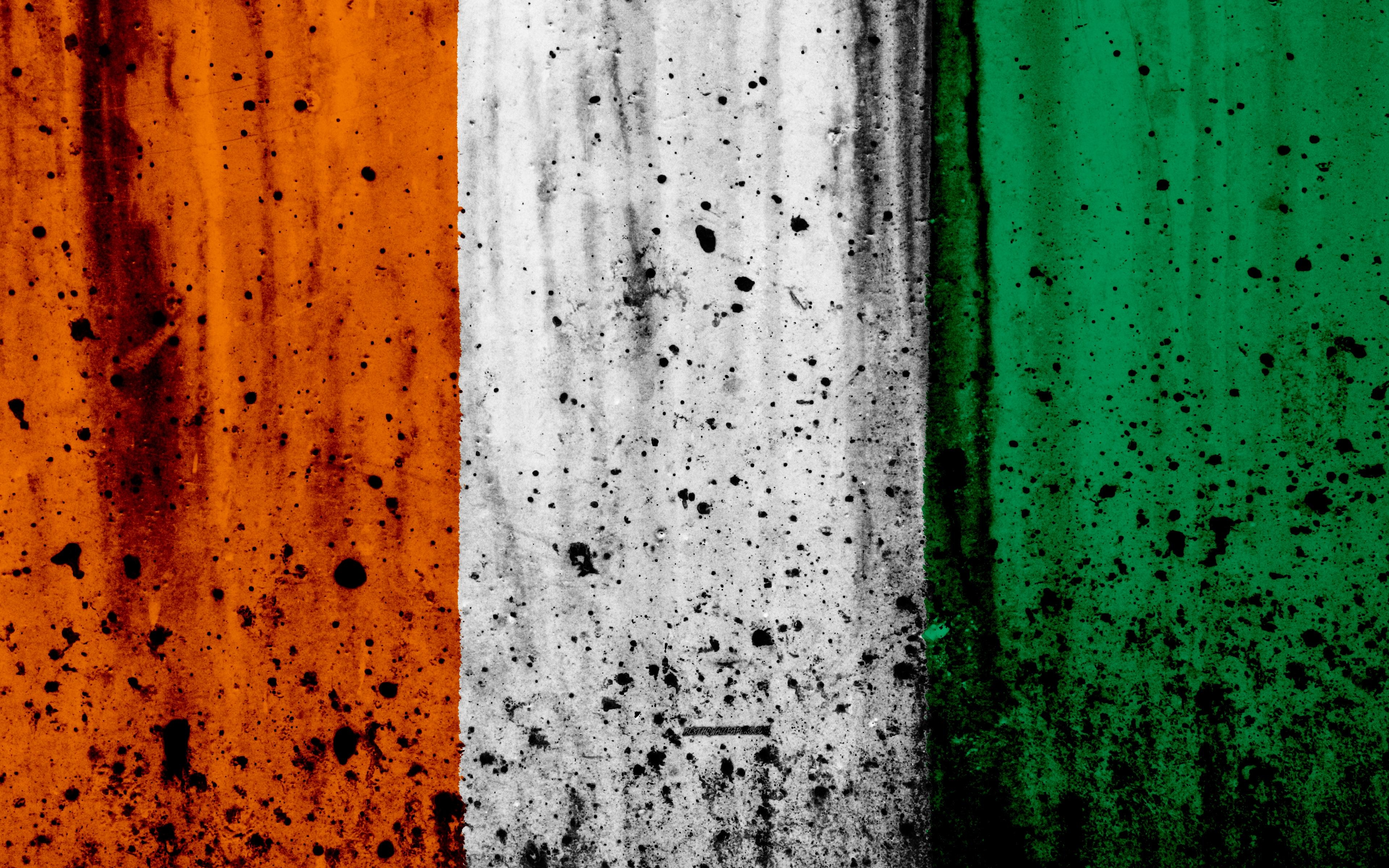 3840x2400 Download wallpaper Cote d Ivoire flag, 4k, grunge, flag of Cote d, Desktop