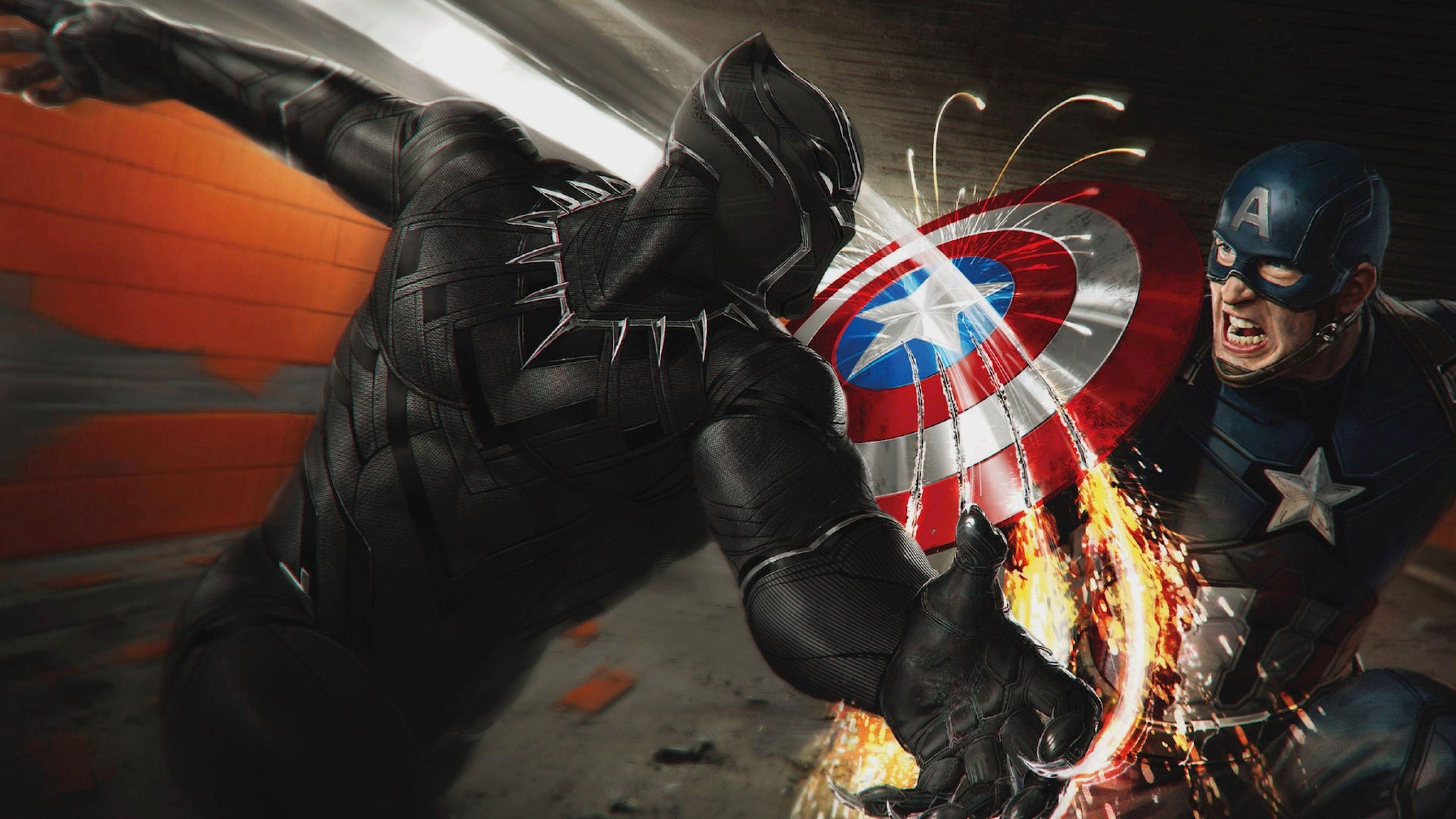 3840x2160 Black Panther vs Captain America 4k Ultra HD Wallpaper. Background, Desktop