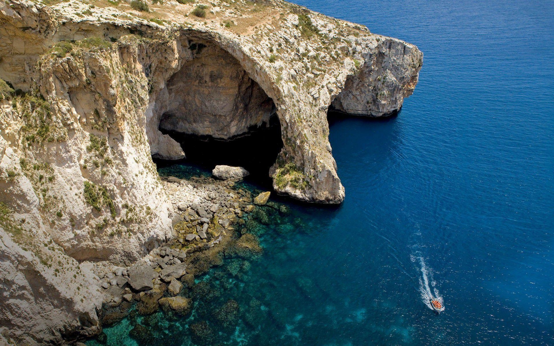 1920x1200 Sea Cave, Malta Wallpaper Image Photo Picture Background, Desktop