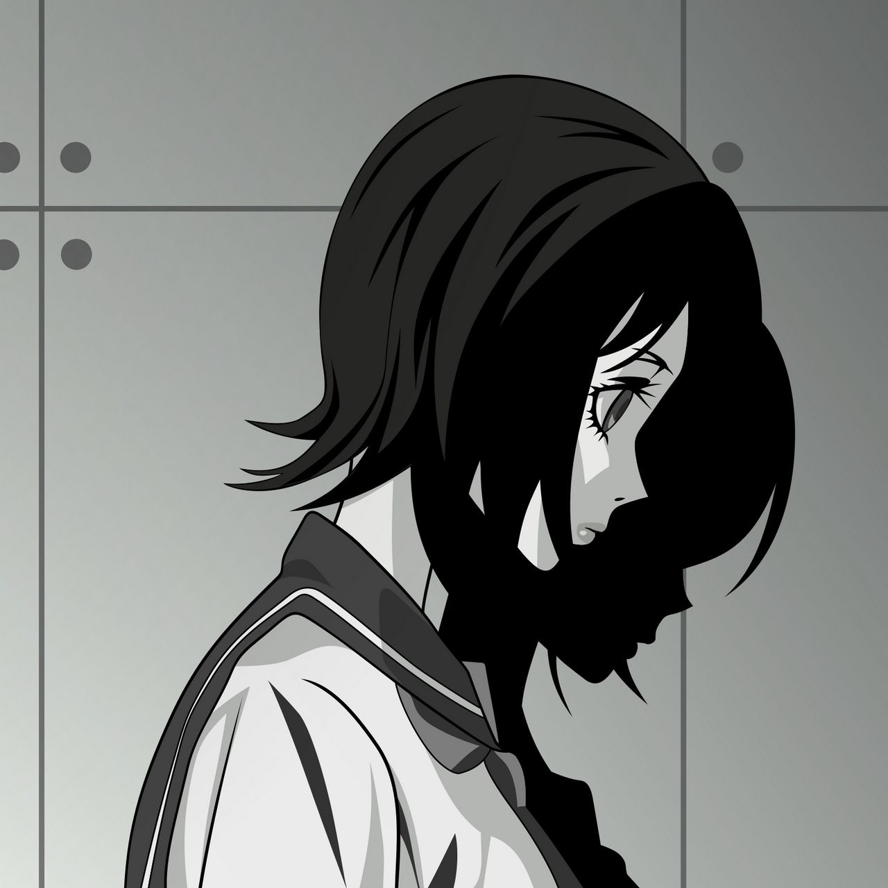 1280x1280 Download wallpaper  anime, girl, sadness, shadow, wall, Phone