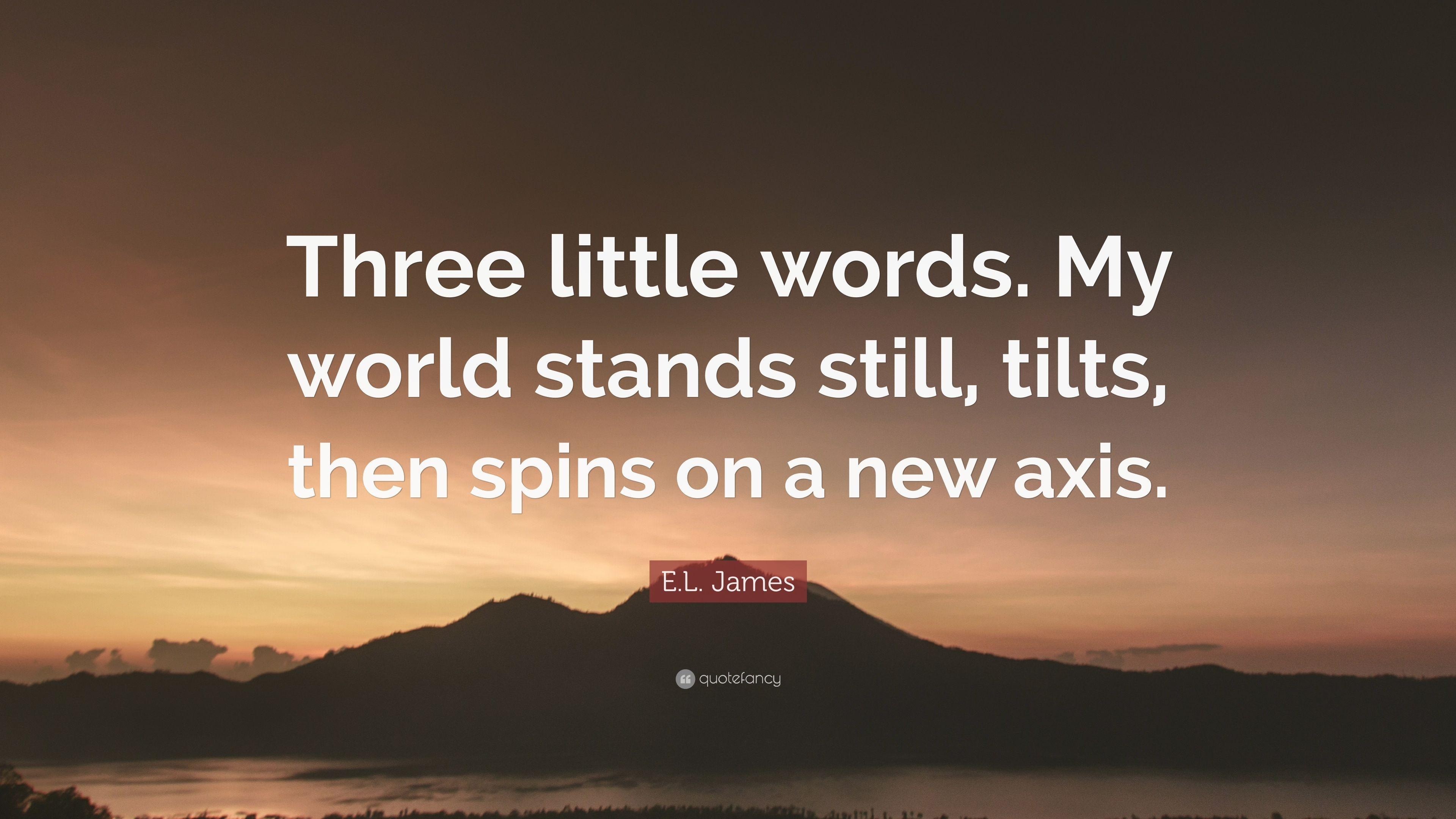 3840x2160 E.L. James Quote: “Three little words. My world stands still, tilts, Desktop