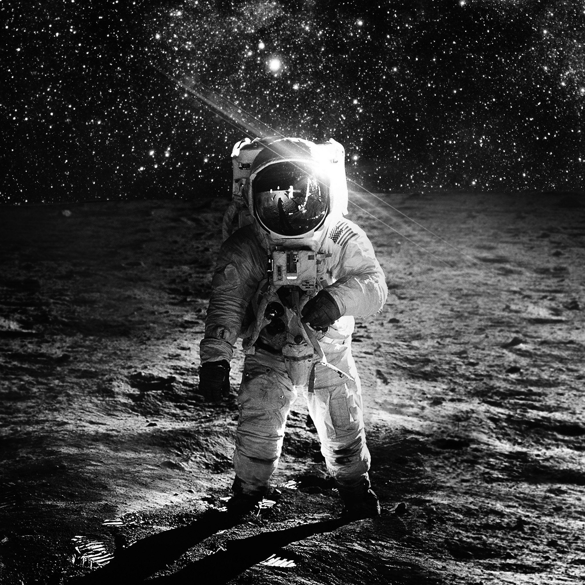 2050x2050 Astronaut Space Art Moon Dark Bw iPad Air Wallpaper Free Download, Phone