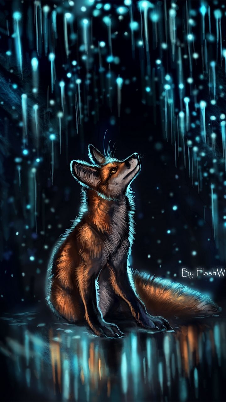 720x1280 Download wallpaper  fox, glow, glare, art, night samsung galaxy mini s s neo, alpha, sony xperia compact z z z asus zenfone HD background, Phone