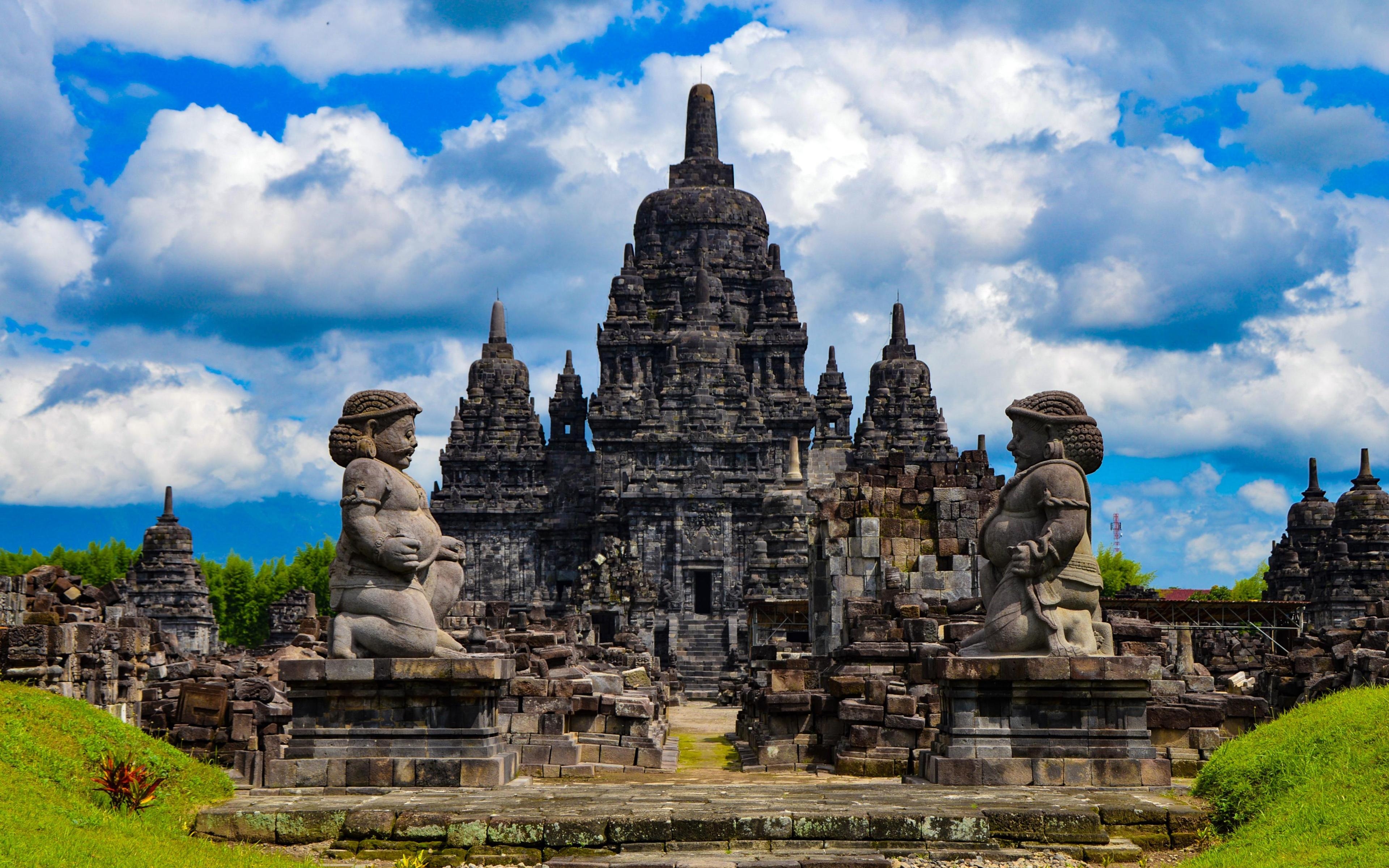 3840x2400 Download wallpaper Candi Sewu, 4k, buddhist temple, Indonesian, Desktop