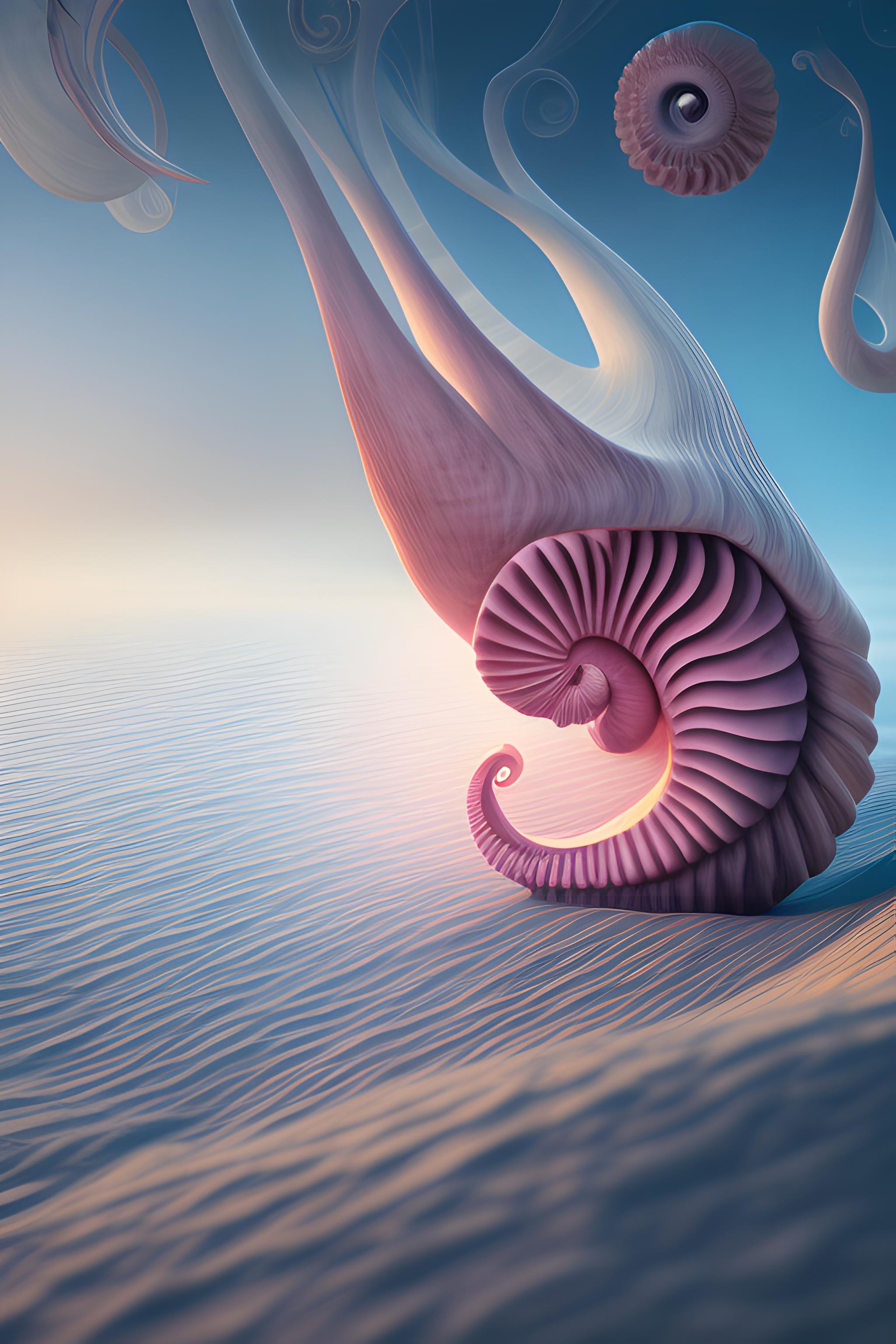 2050x3080 3D abstract nautilus organic shape on a, Phone