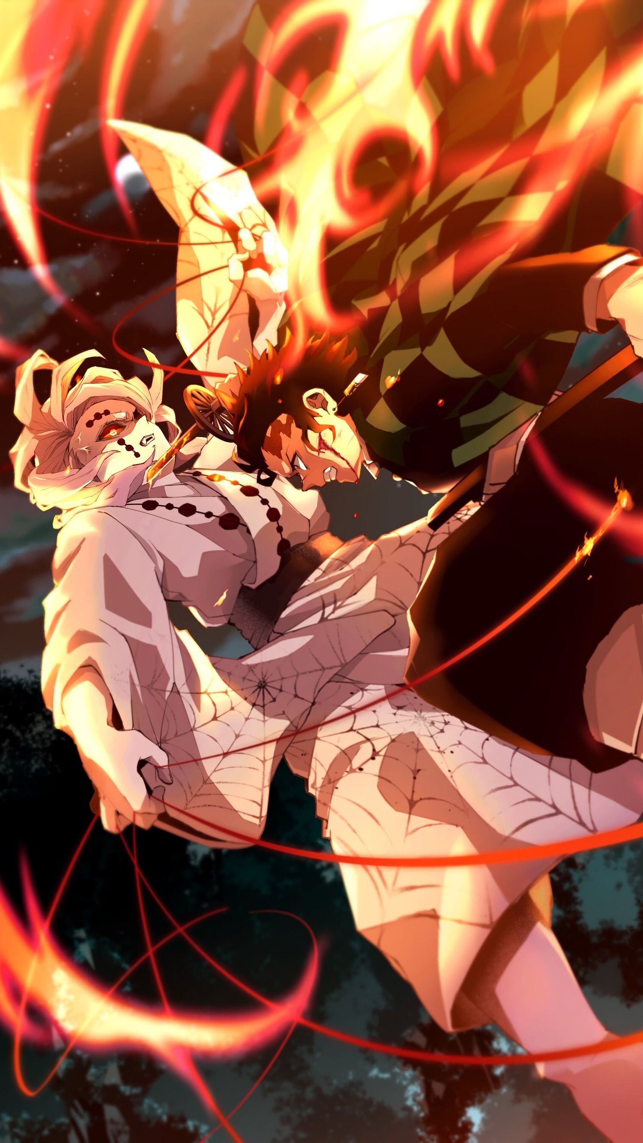 2160x3840 Tanjiro Kamado vs Rui, Kimetsu no Yaiba, 4K iPhone 6s, Phone