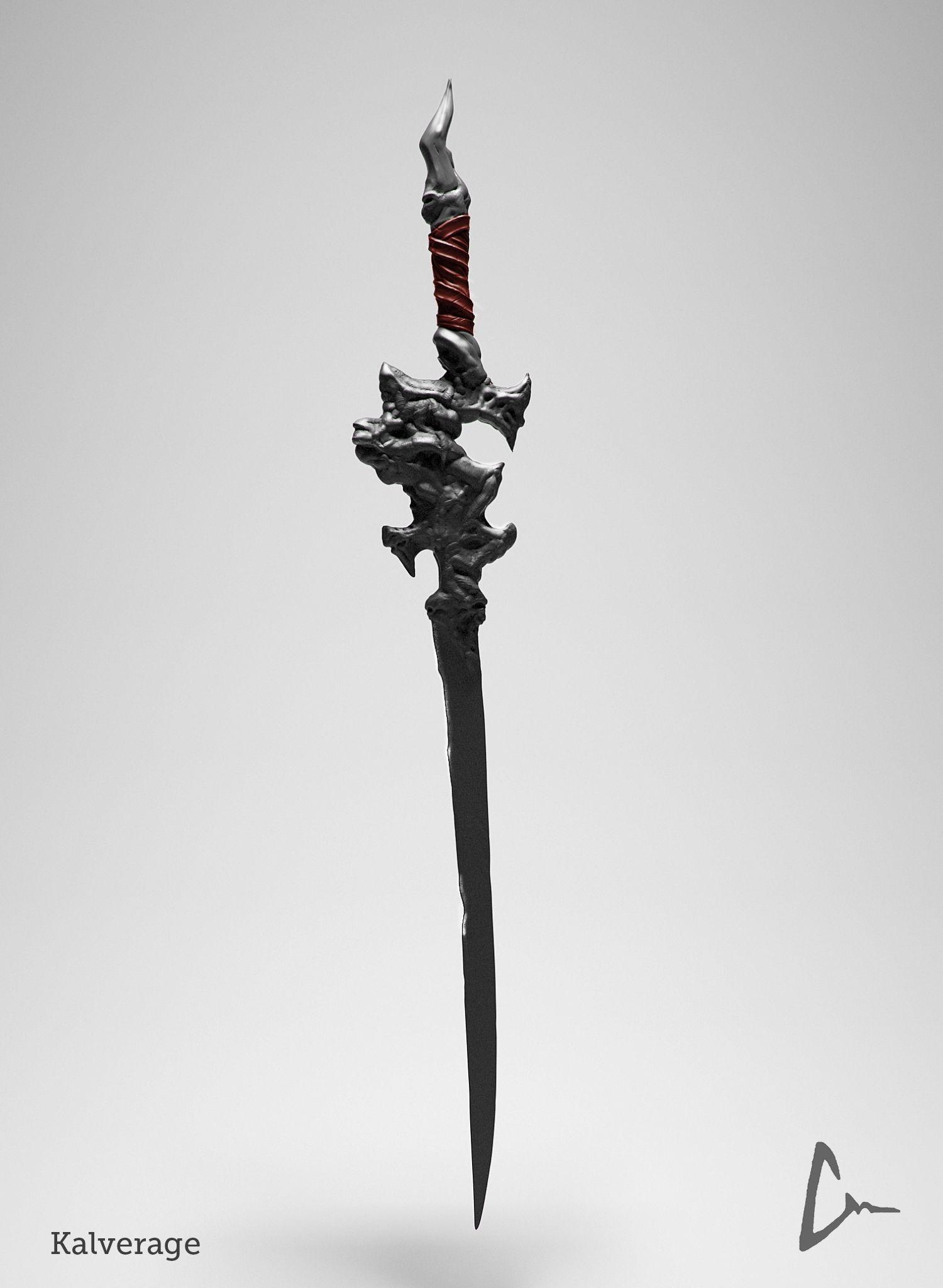 1500x2050 Sculpted Sword Poly Model 3D model 3D printable, Phone