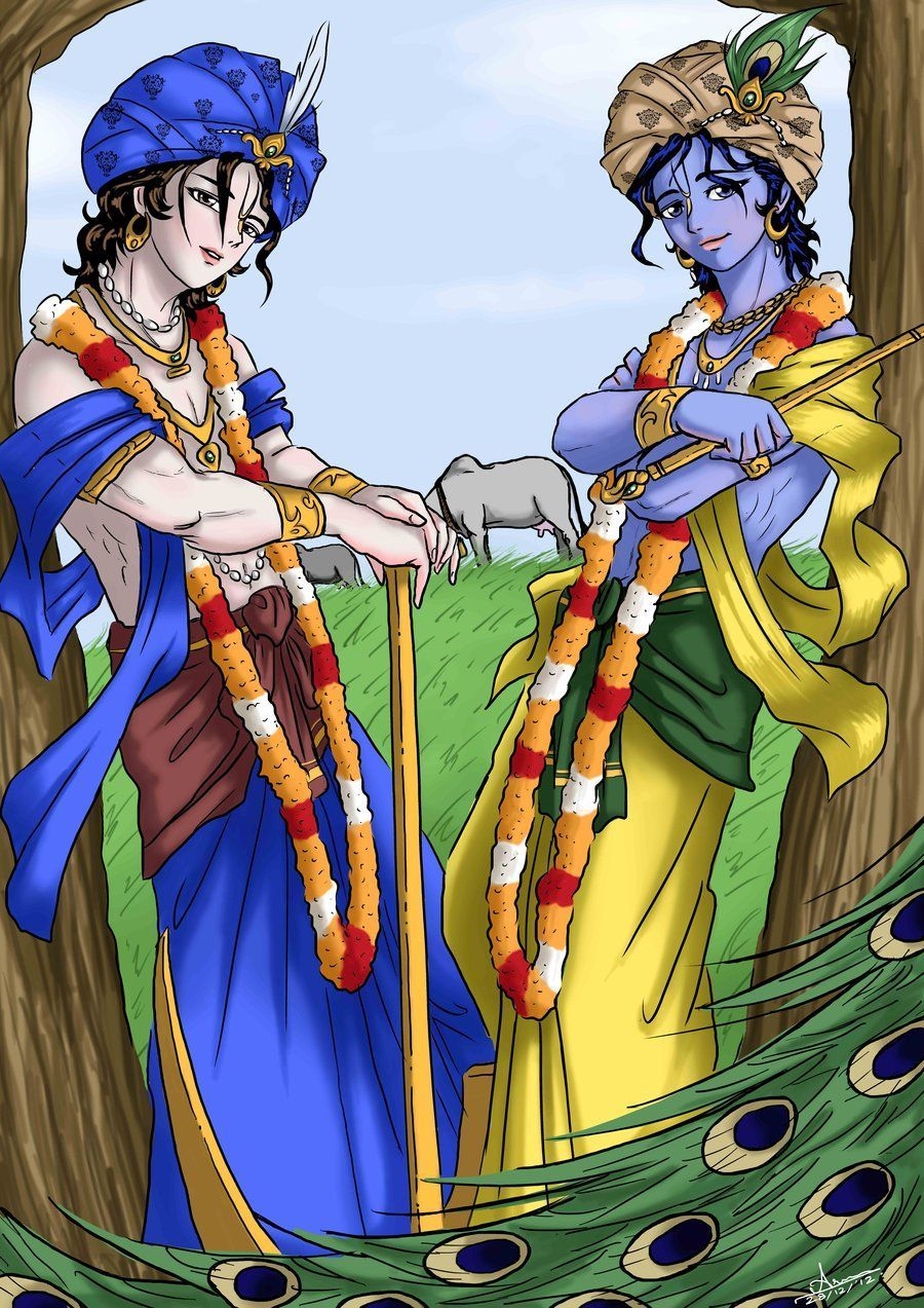 900x1280 Lord Sri Krsna and Sri Balarama Anime style, Phone