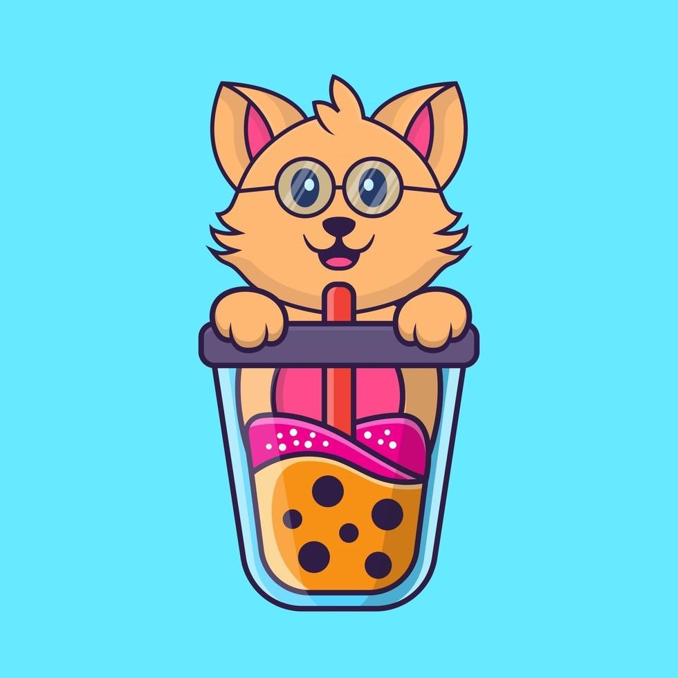 980x980 Cute cat Drinking Boba milk tea, Phone