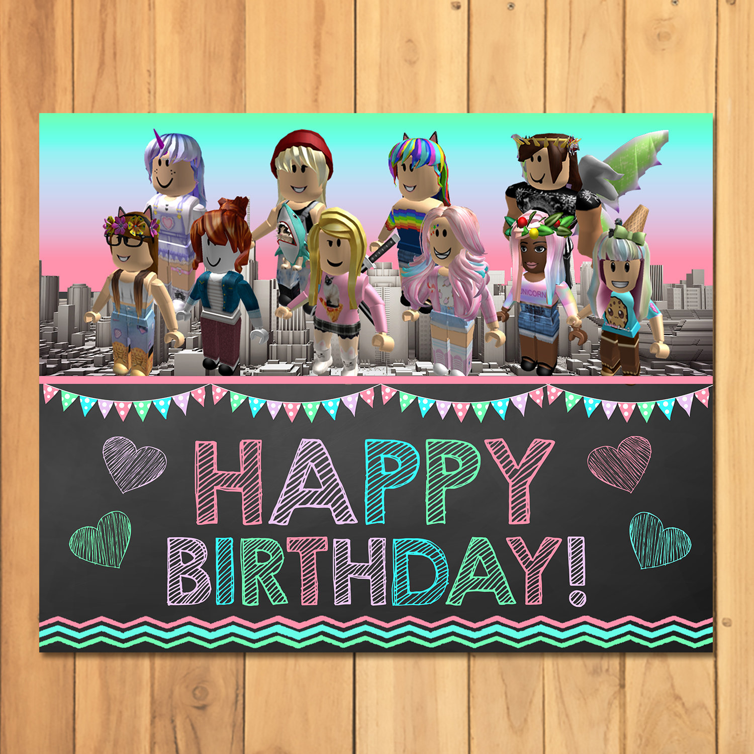 1500x1500 Girl Roblox Happy Birthday Sign Pink Roblox Birthday Party, Phone