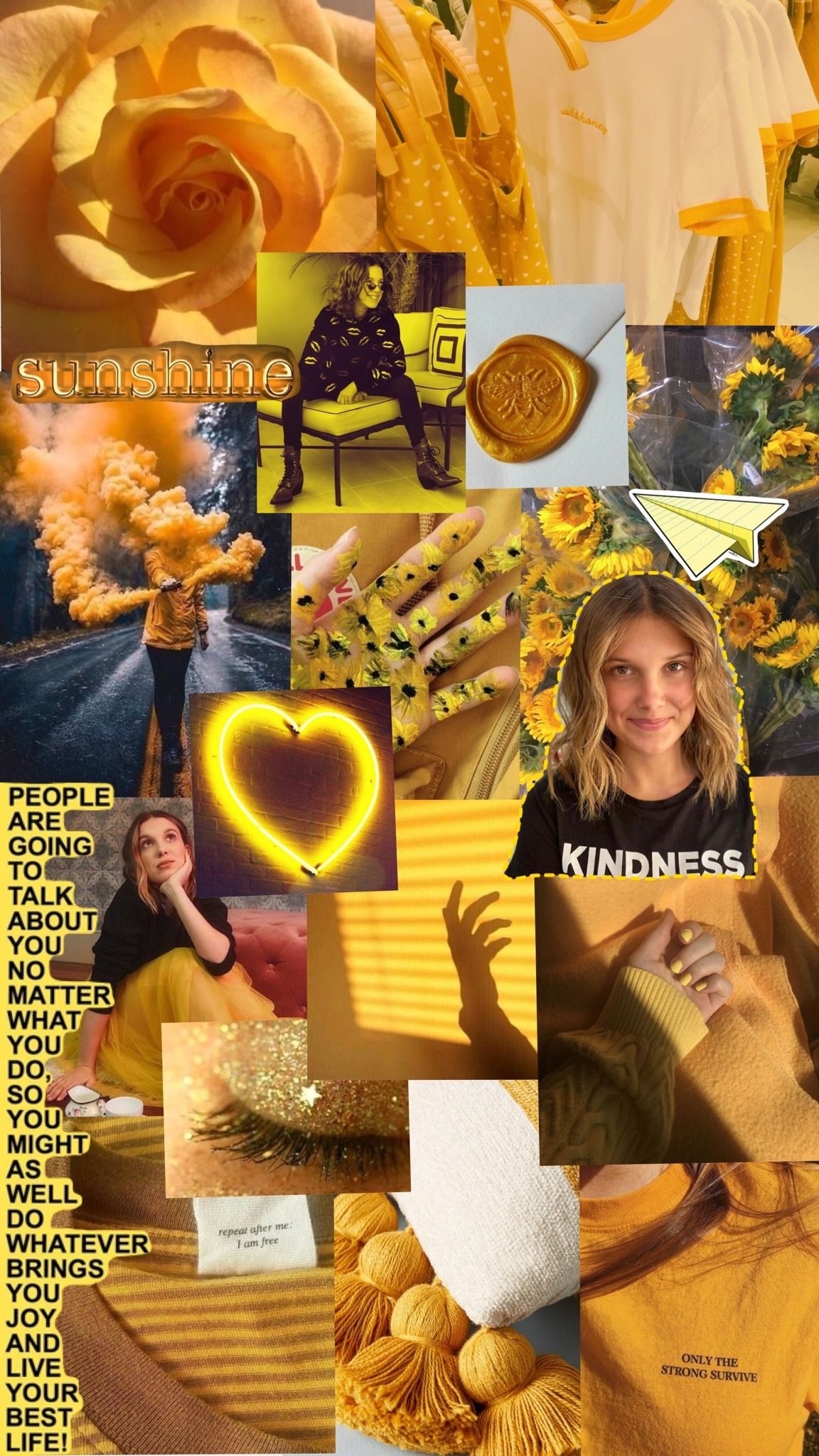 1160x2050 Yellow Aesthetic Millie Bobby Brown Phone Wallpaper, Phone