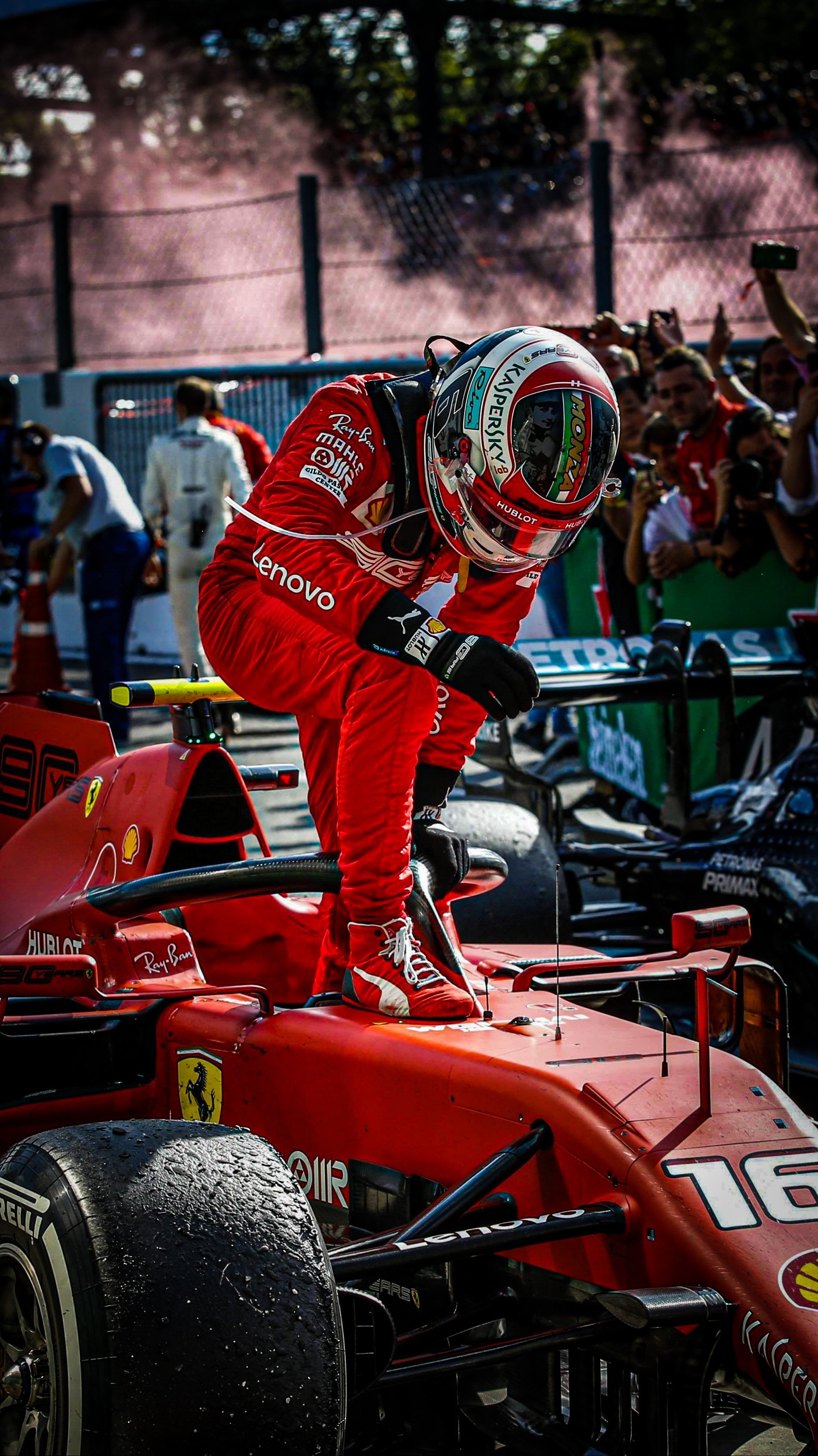 1860x3310 Wallpaper F1 Leclerc in Monza on the SF90, Phone