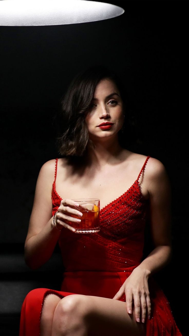 740x1310 Beautiful Ana de Armas Red Dress With Drink 4K Ultra HD Mobile Wallpaper. Red dress, Dresses, Actresses, Phone