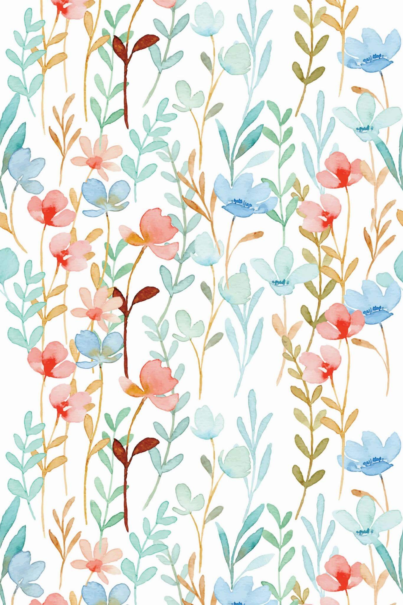 1370x2050 Spring Flowers Watercolor Peel And Stick Wallpaper Sample′′x19′′, PVC Free, Phone