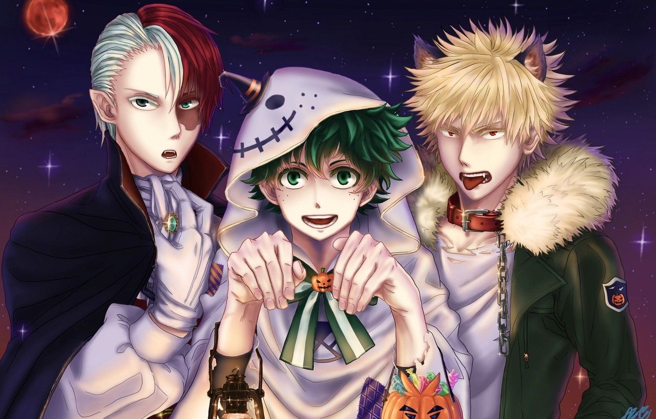 1340x850 Wallpaper art, guys, Halloween, Boku No Hero Academy, My Hero Academy image for desktop, section сёнэн, Desktop