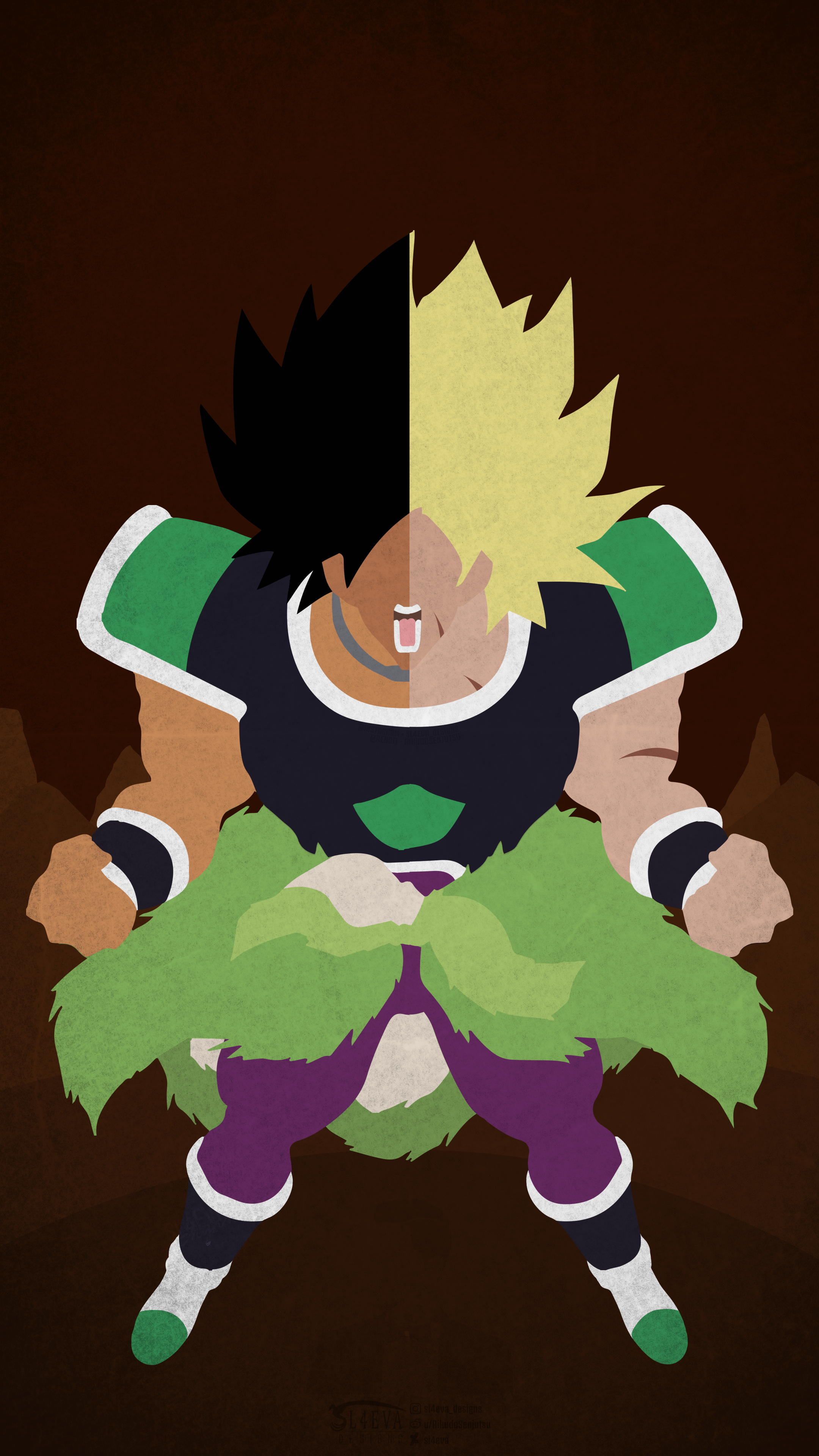 2160x3840 OC Fury and Super Saiyan Broly Minimal Mobile Wallpaper: dbz, Phone