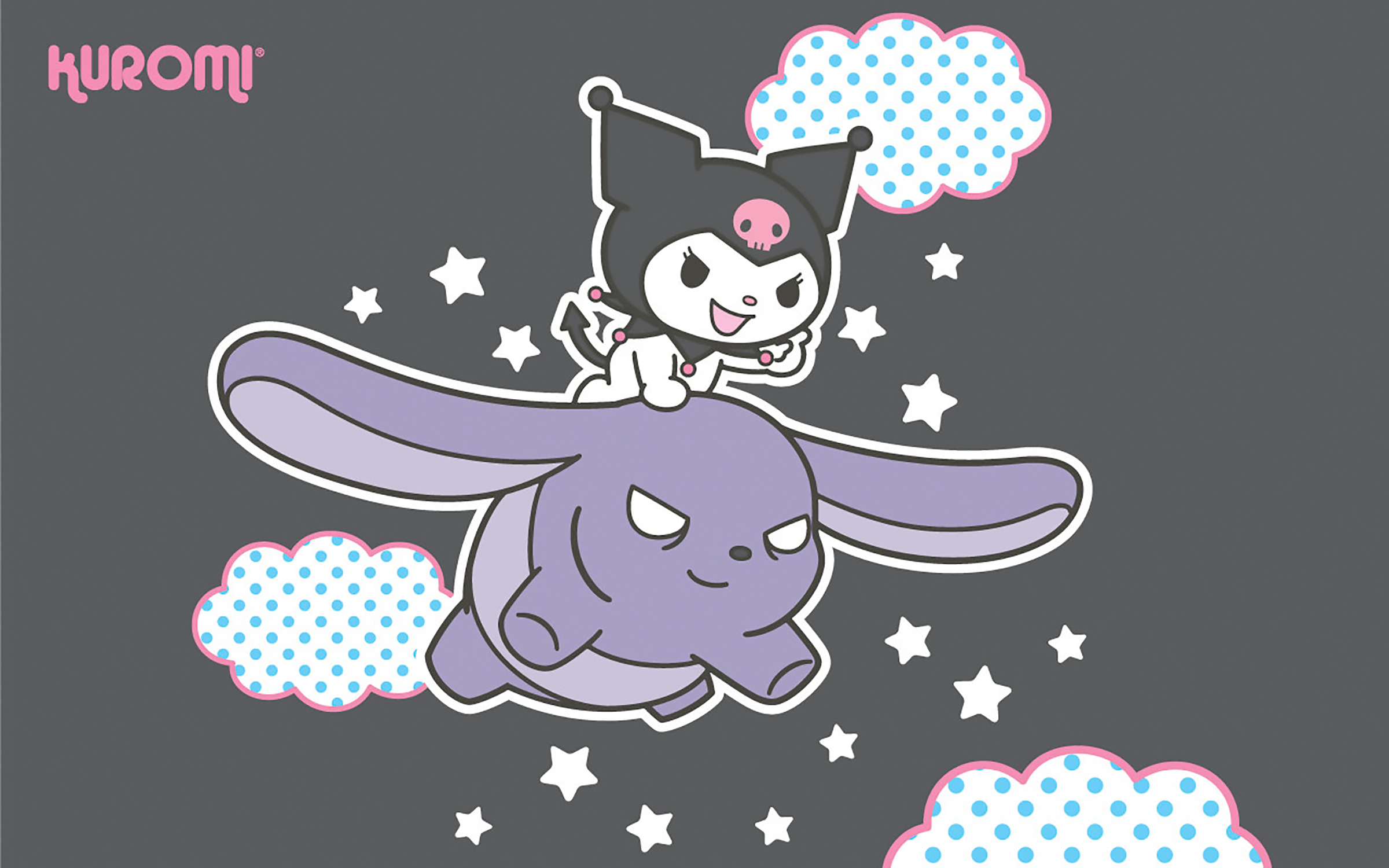 2400x1500 Kawaii Kuromi Flying On Baku Desktop Wallpaper, Desktop