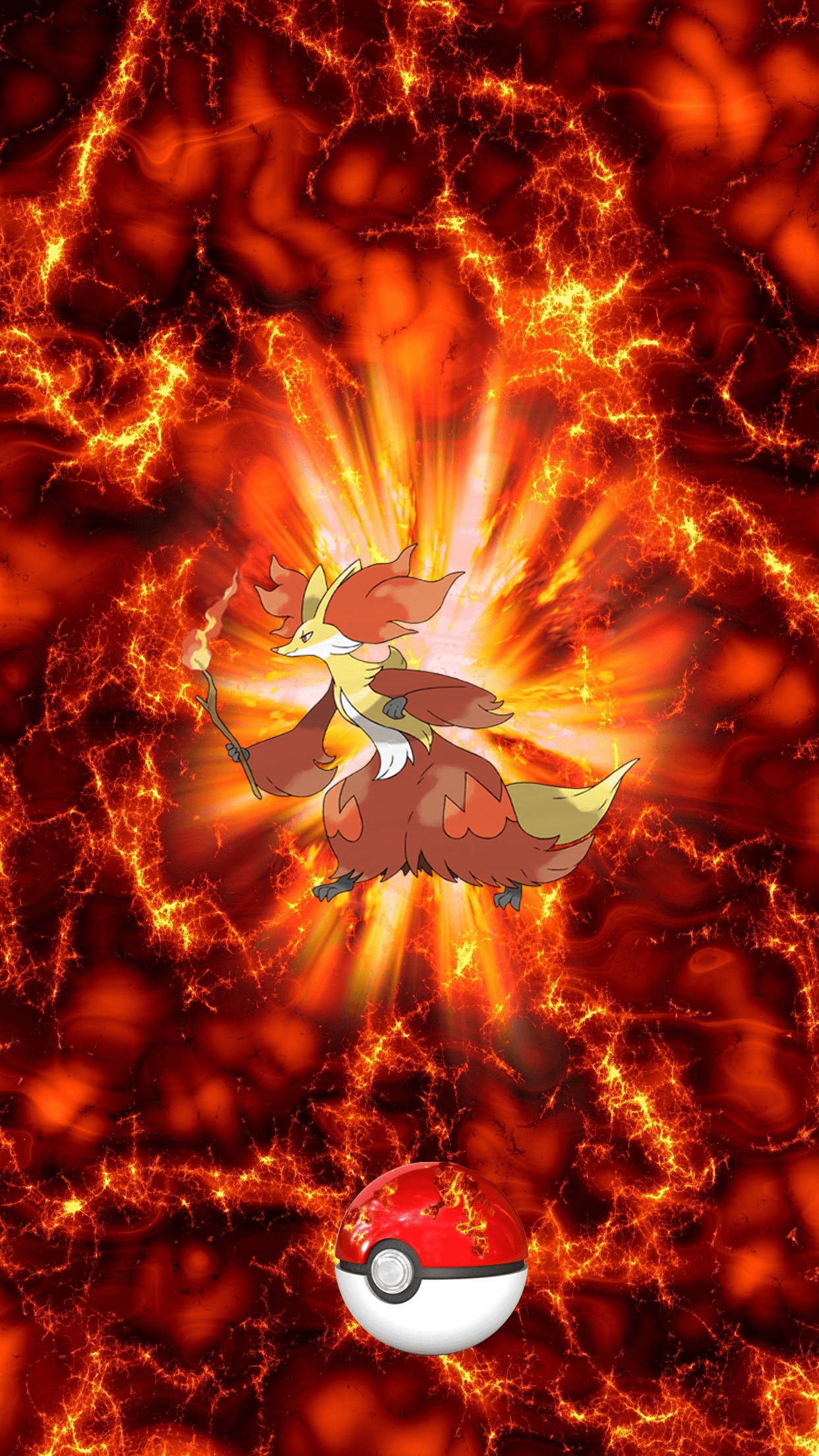 1250x2210 Fire Pokeball Delphox Mahoxy 137 140 Braixen, Phone