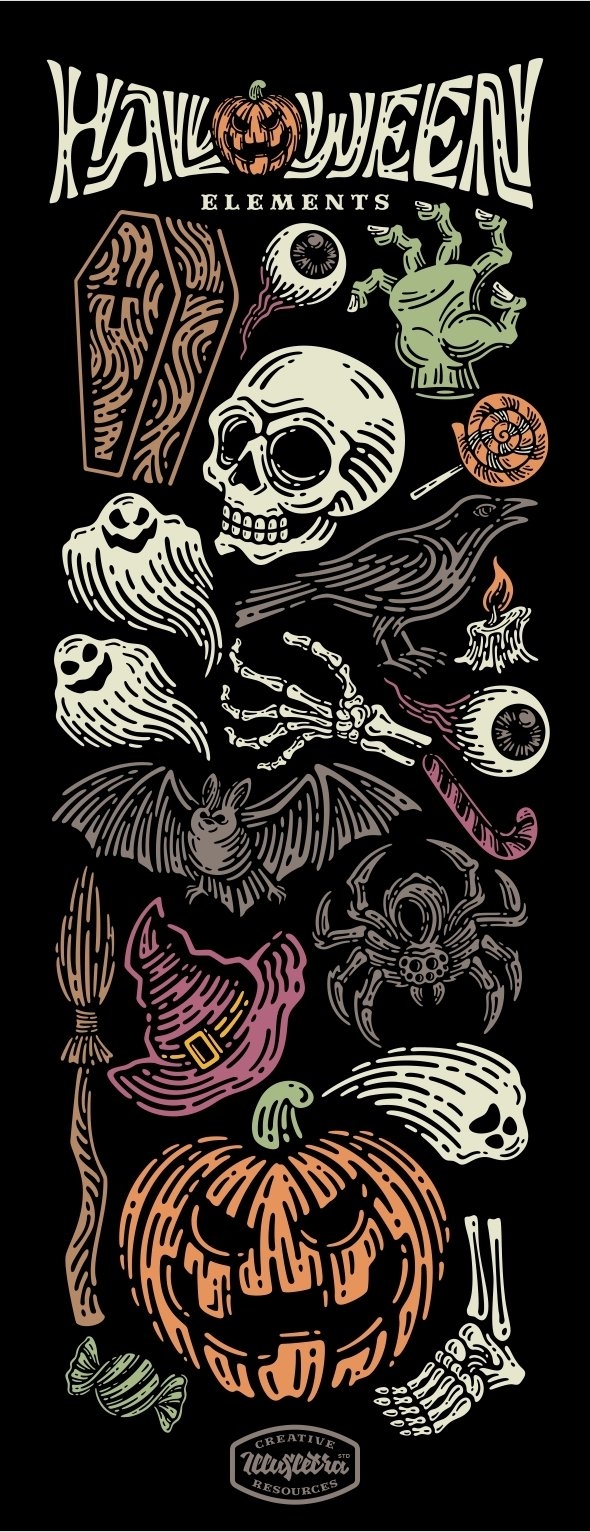 590x1540 Halloween Elements. Bonus Pattern Seamless, Phone