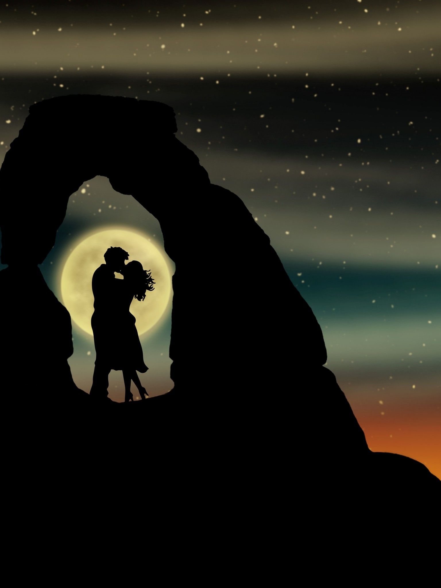 1540x2050 Wallpaper Couple, Romantic Kiss, Moon, Silhouette, Lovers, 5K, Black Dark,. Wallpaper For IPhone, Android, Mobile And Desktop, Phone