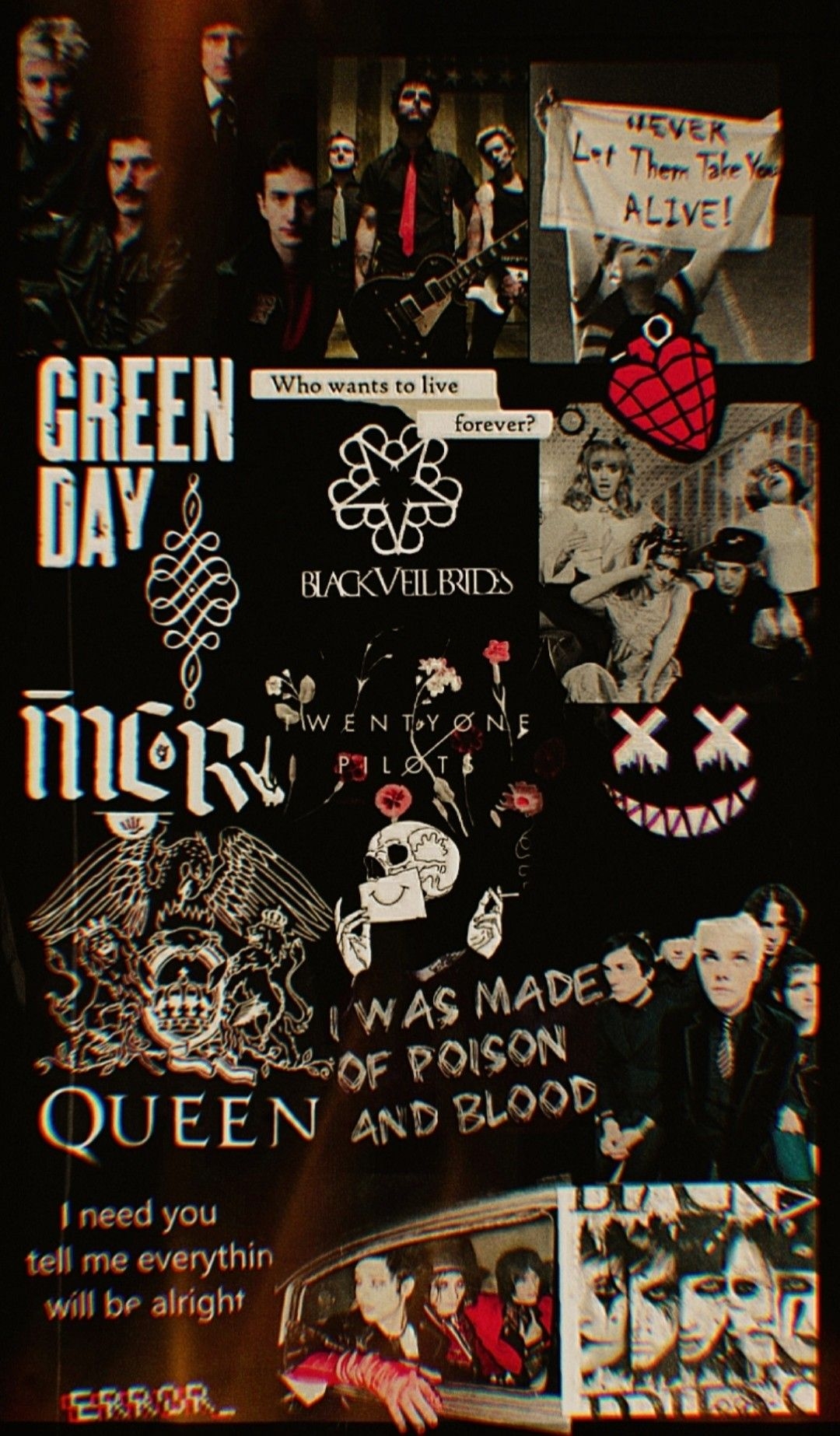 1080x1850 MCR Queen Green Day Palaye Royale BVB Wallpaper, Phone