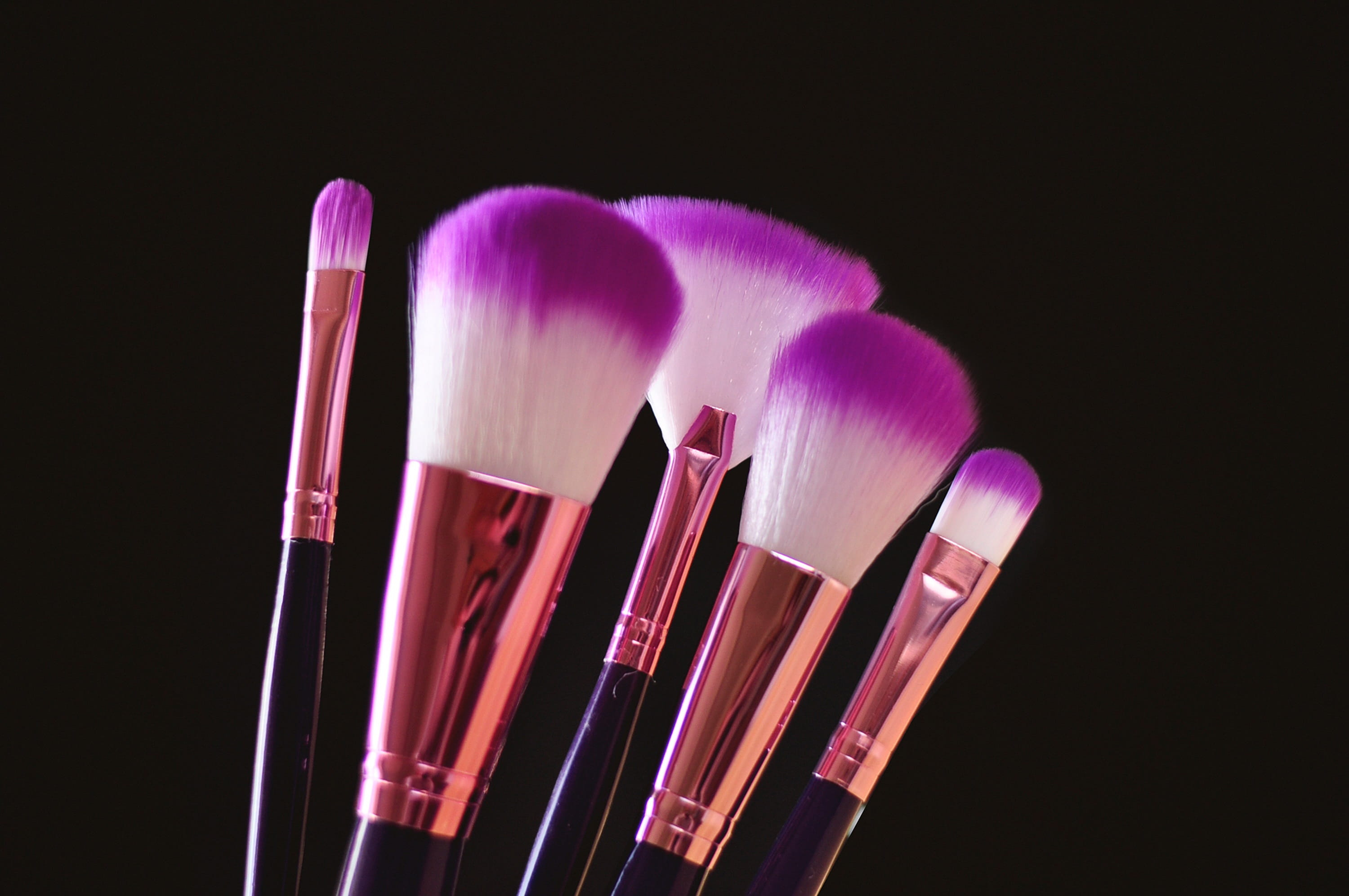 3000x2000 Wallpaper Makeup Brushes, Bristles, Purple, White, Black, Rose Gold, Studio Shot, Desktop