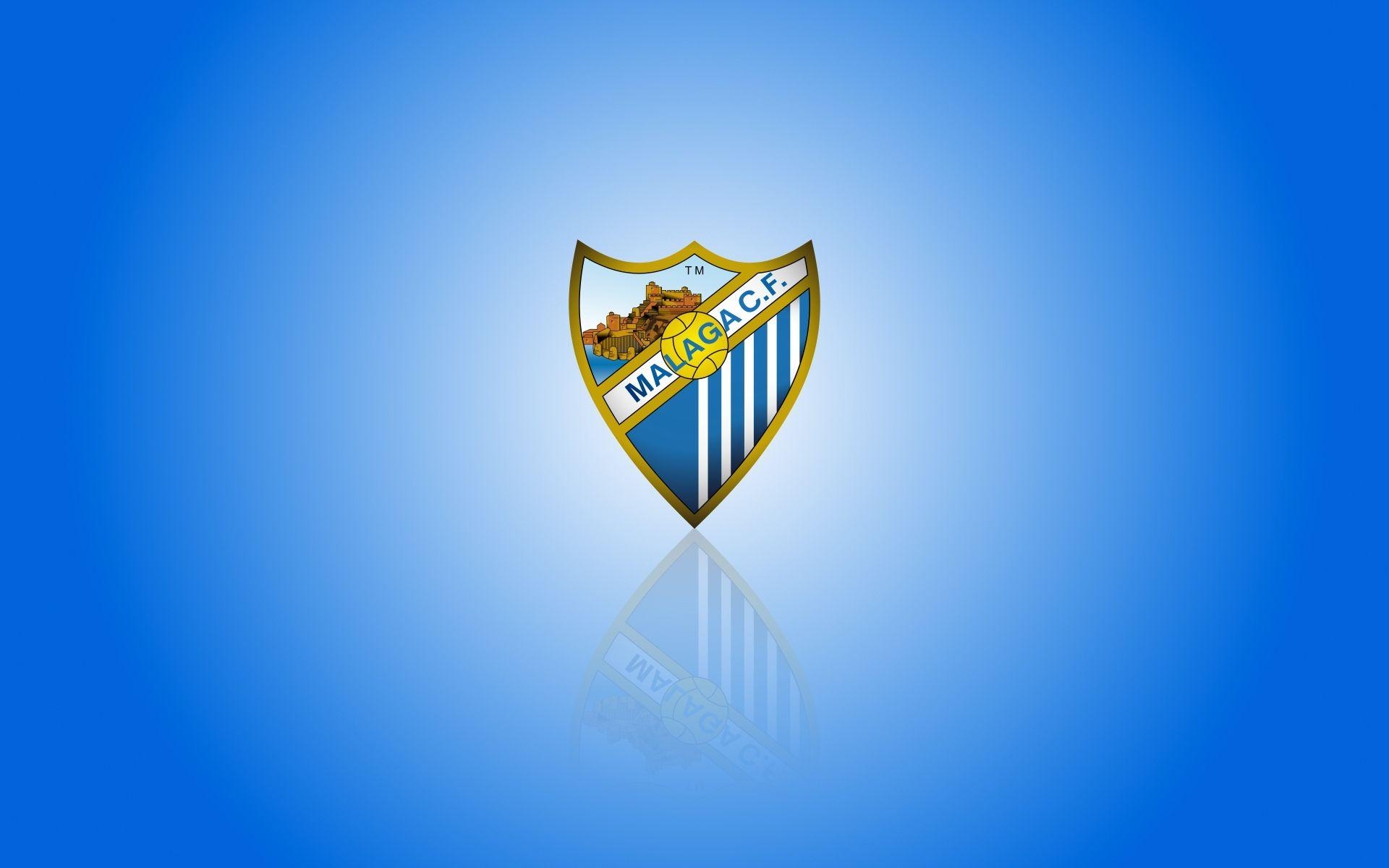 1920x1200 Málaga CF wallpaper with club logo, widescreen blue background, Desktop