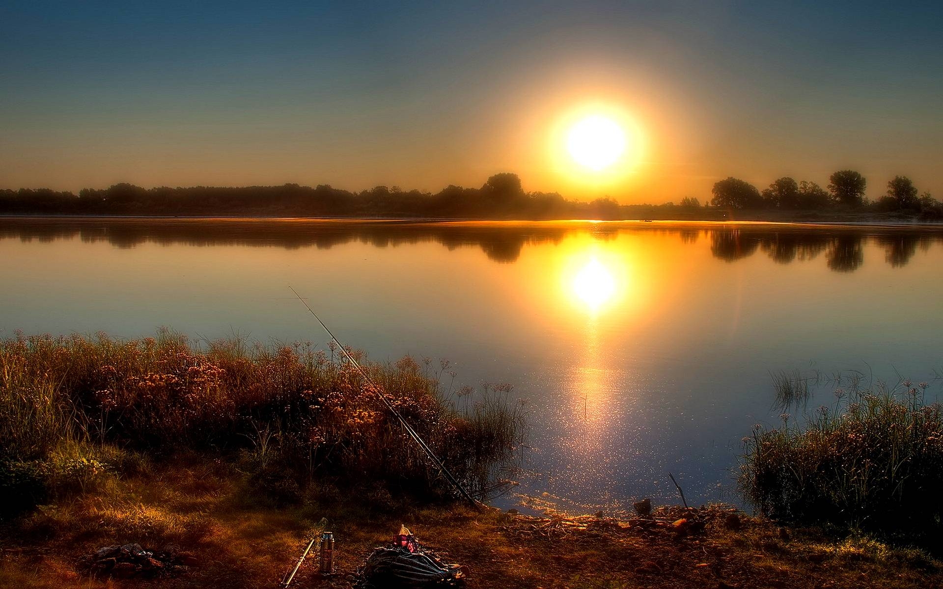 1920x1200 HD Sunset Fishing Wallpaper, Desktop