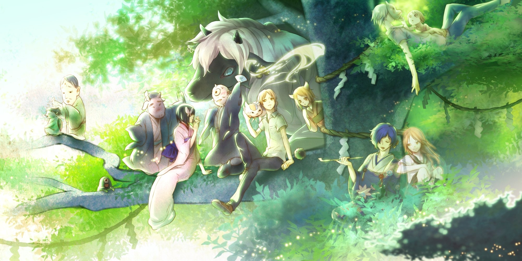 2000x1000 Wallpaper, Natsume Yuujinchou, Takashi Natsume, Natsume Reiko, Dual Screen