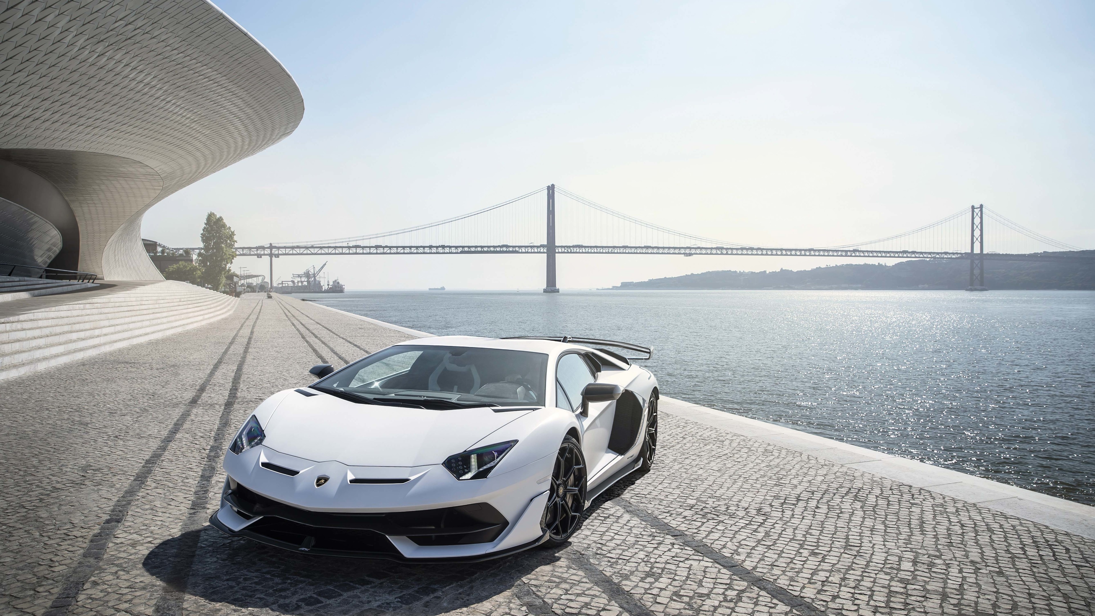 3840x2160 Lamborghini Aventador SVJ White Lisbon 5k Wallpaper. HD Wallpaper, Desktop