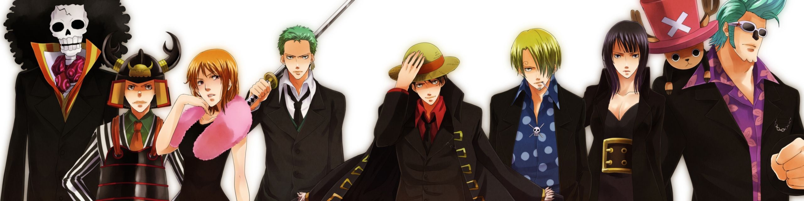 2560x640 Nami Zoro Luffy Brook One Piece Wallpaper, Dual Screen