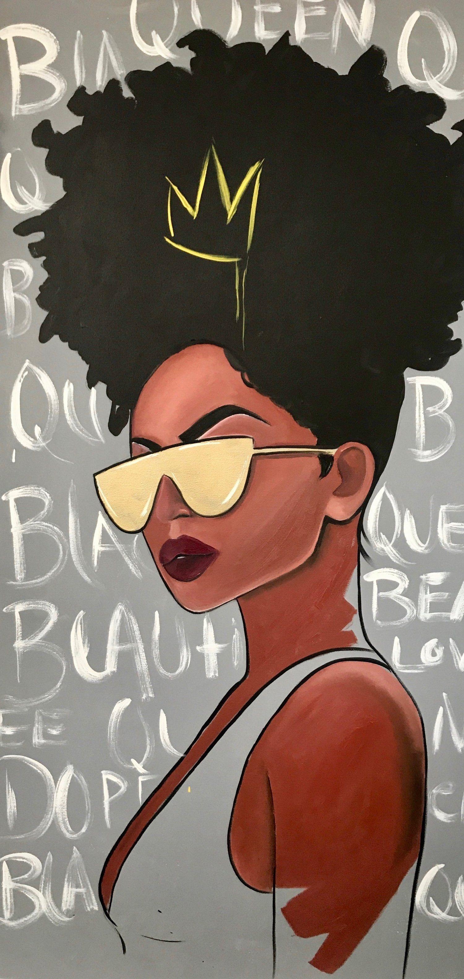 1500x3160 Black Queen. Black art painting, Drawings of black girls, Phone