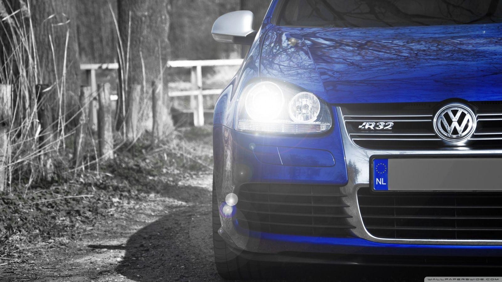 1600x900 Volkswagen Golf R32 Blue HD desktop wallpaper, Widescreen, High, Desktop