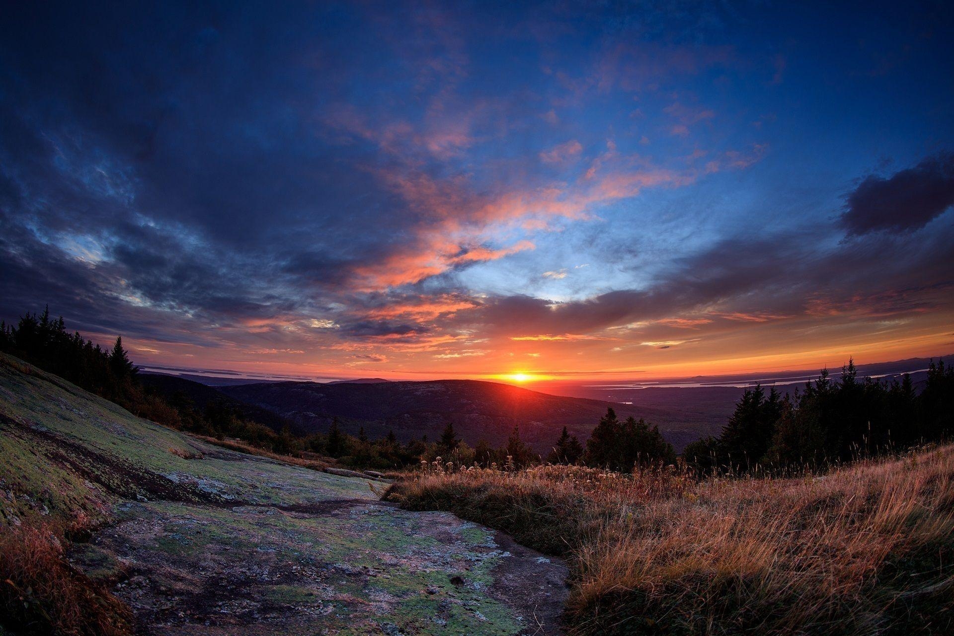 1920x1280 Sunset at blue hill overlook, Acadia National Park, Mount Desert, Desktop