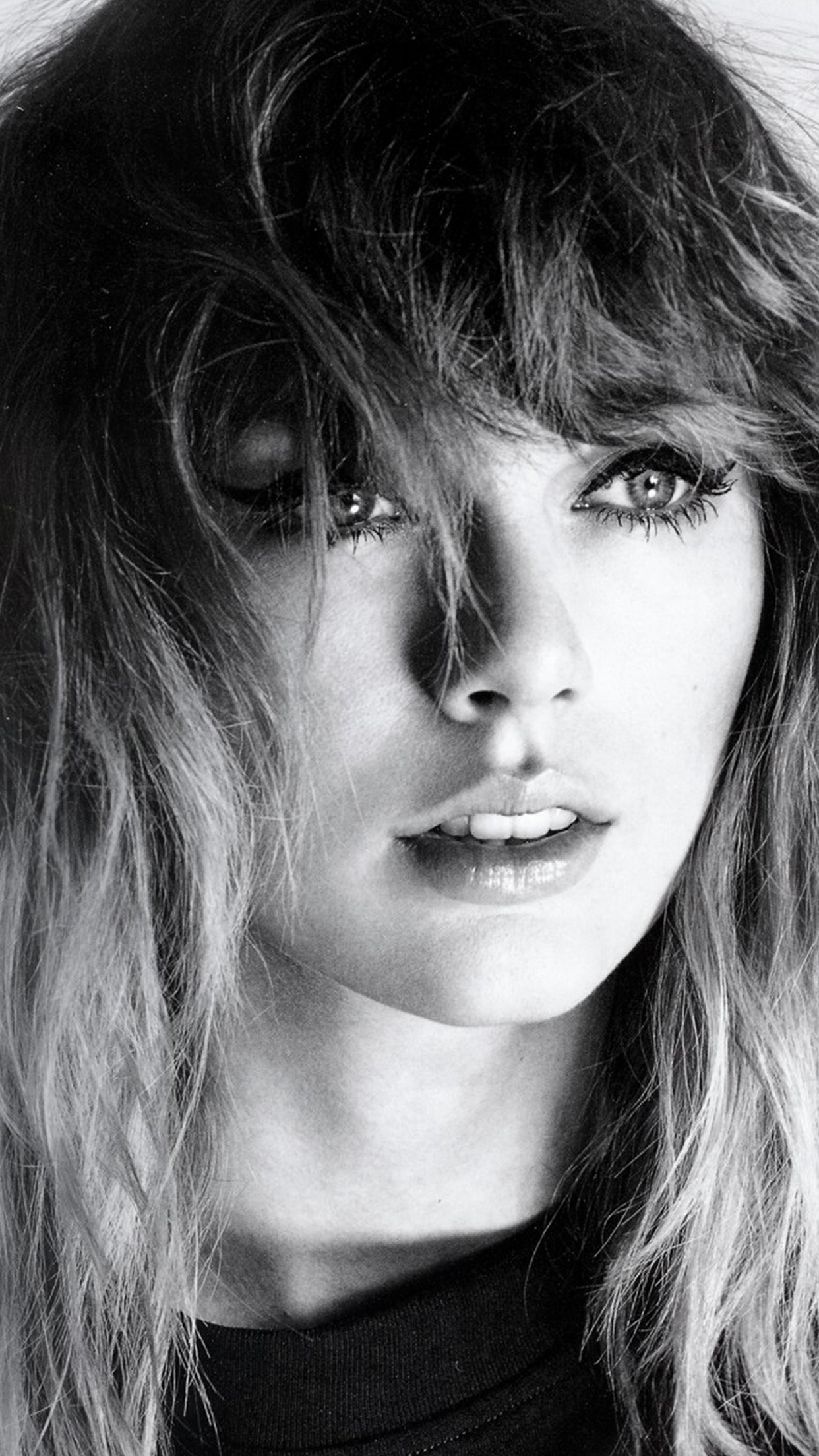 1250x2210 Taylor Swift Girl Bw Dark Music Face Wallpaper, Phone