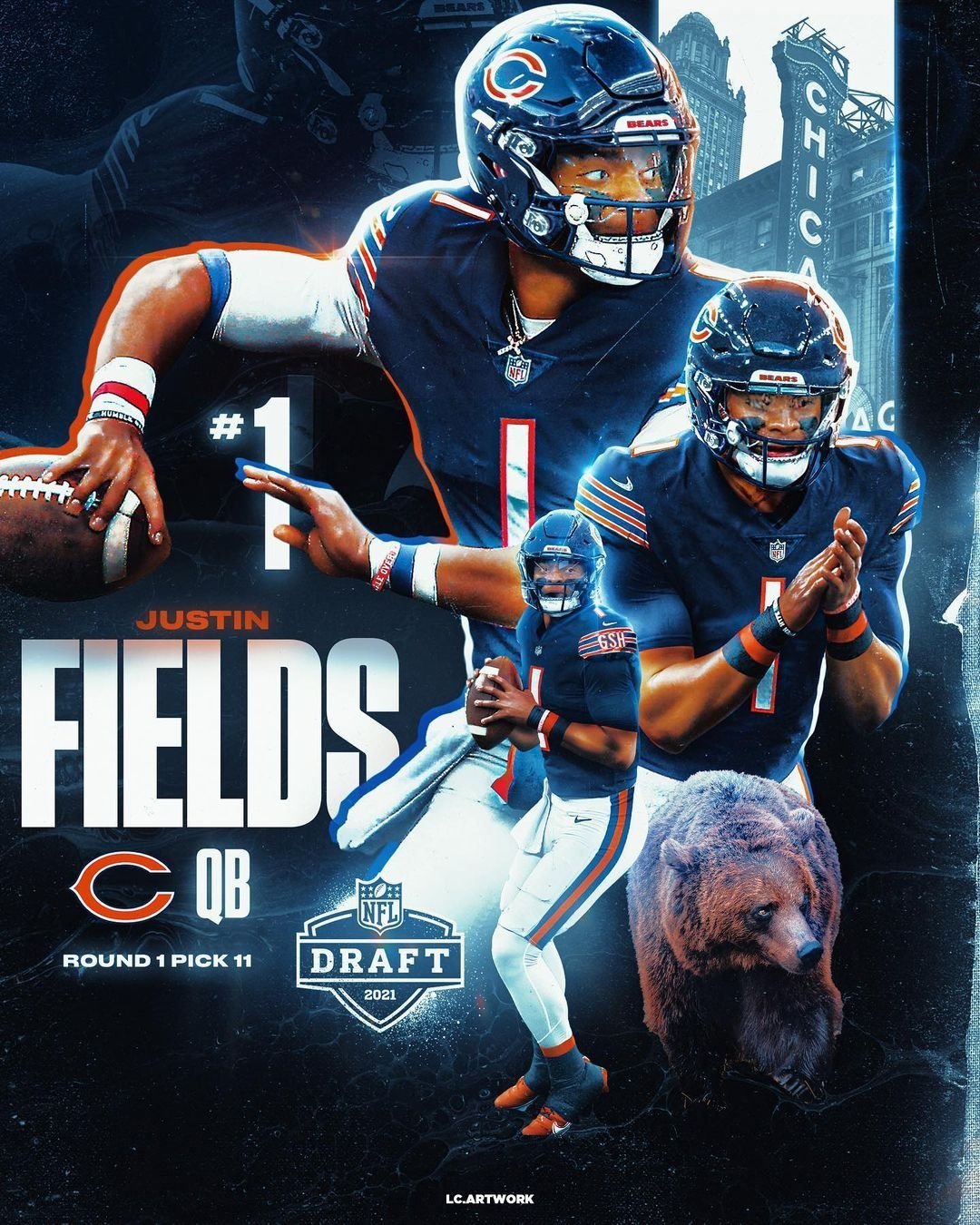 1080x1350 lc.artwork on Instagram: “Justin Fields ➡️ Chicago”. Chicago bears football, Nfl football wallpaper, Nfl football art, Phone