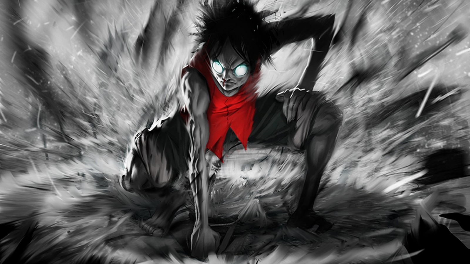 1600x900 drawing, monochrome, anime, One Piece, Monkey D Luffy, darkness, wing, sketch, screenshot, computer wallpaper, black and white, monochrome photography, fictional character. Mocah HD Wallpaper, Desktop