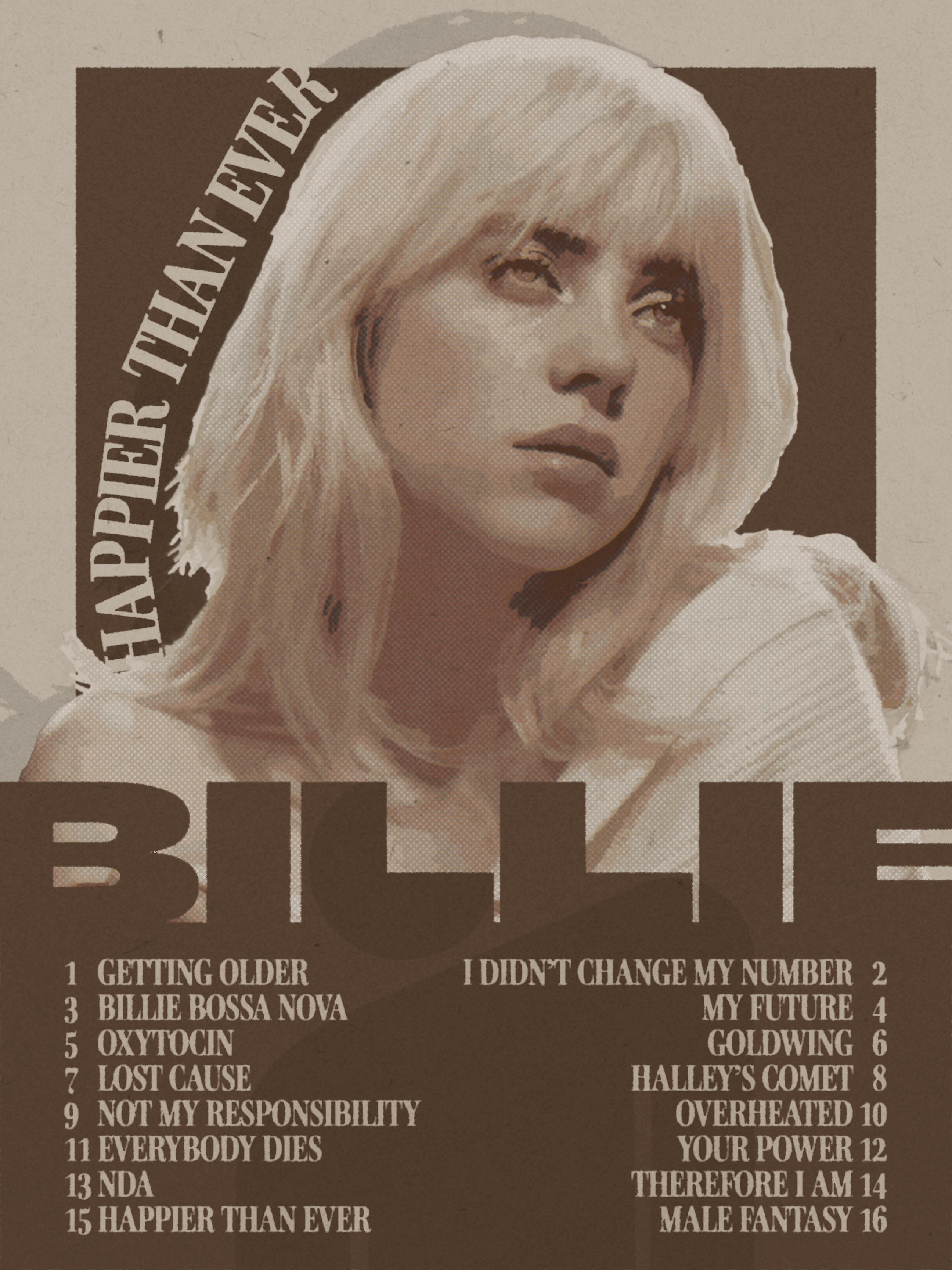 2600x3460 billie eilish happier than ever album poster. Billie eilish, Billie, Retro poster, Phone