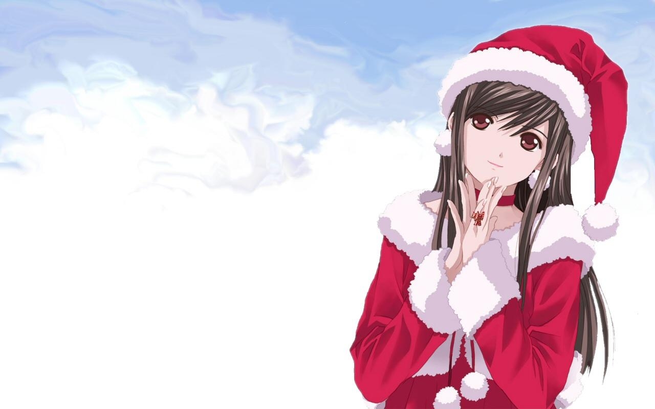 1280x800 Cute Anime Girl Christmas Wallpaper HD, Desktop