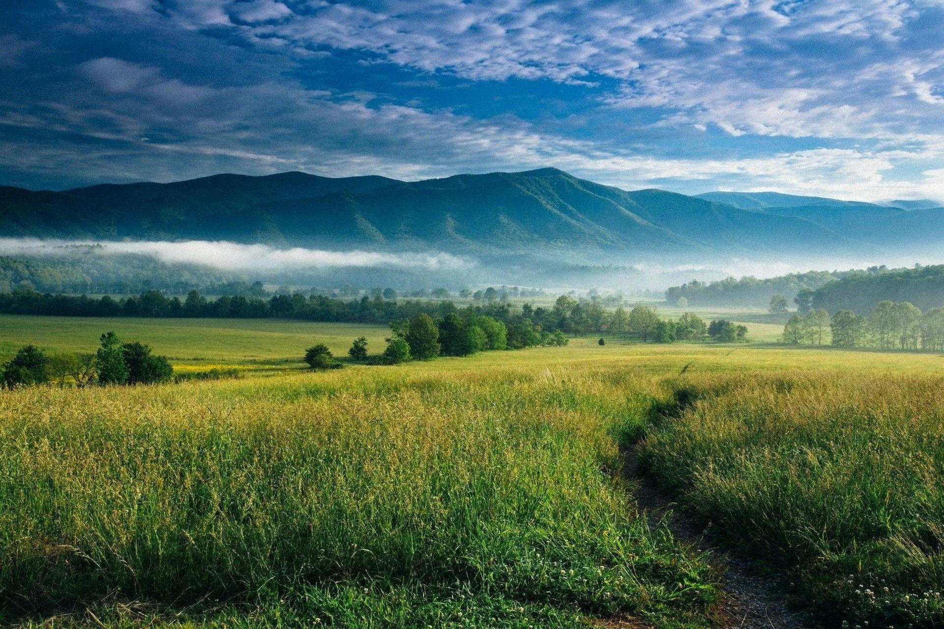 1920x1280 nature, Landscape, Mountain, Sunrise, Mist, Valley, Trees, Clouds, Desktop