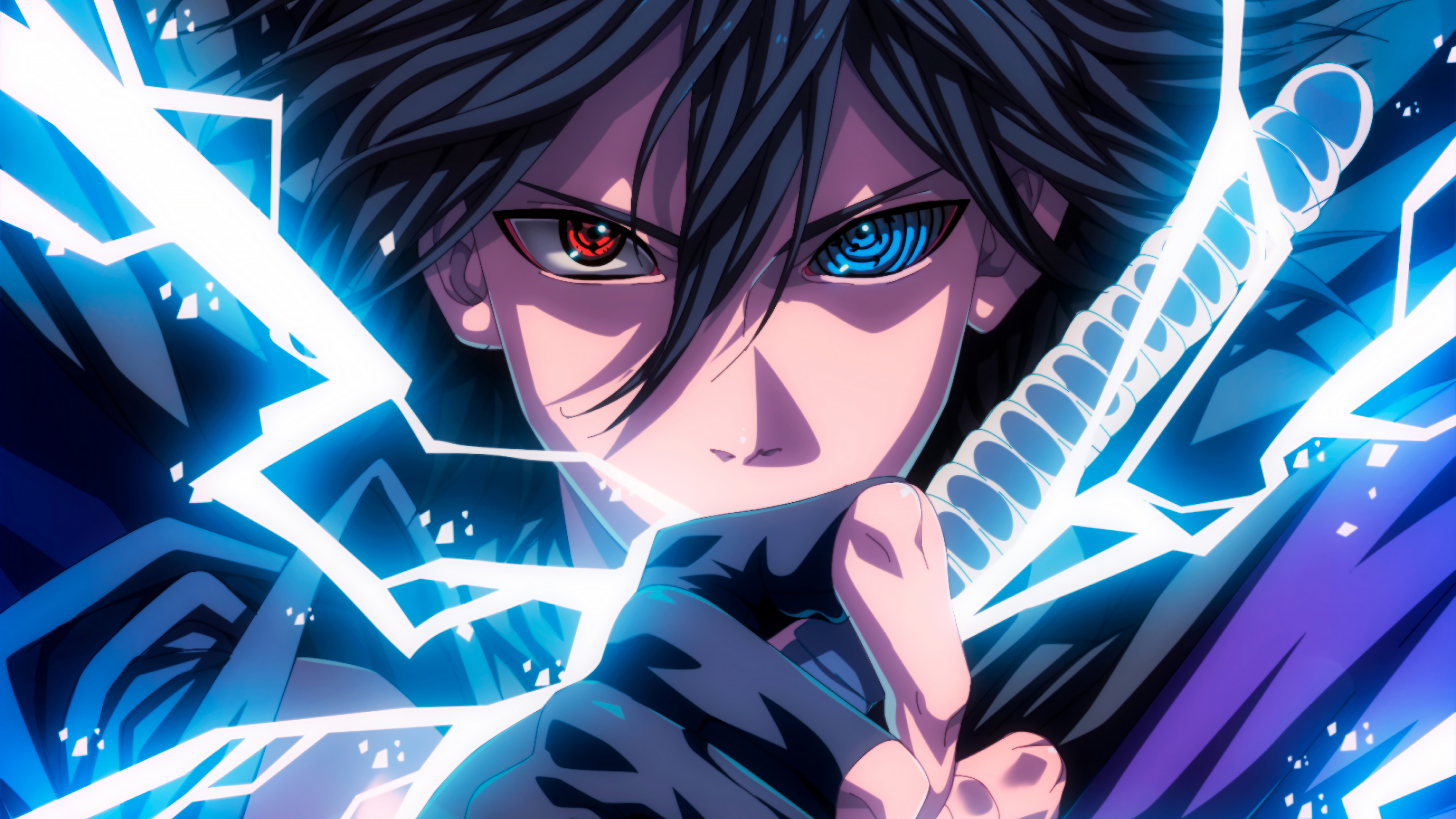 3840x2160 Sasuke Sharingan Rinnegan Eyes Lightning 4K Wallpaper for PC, Desktop