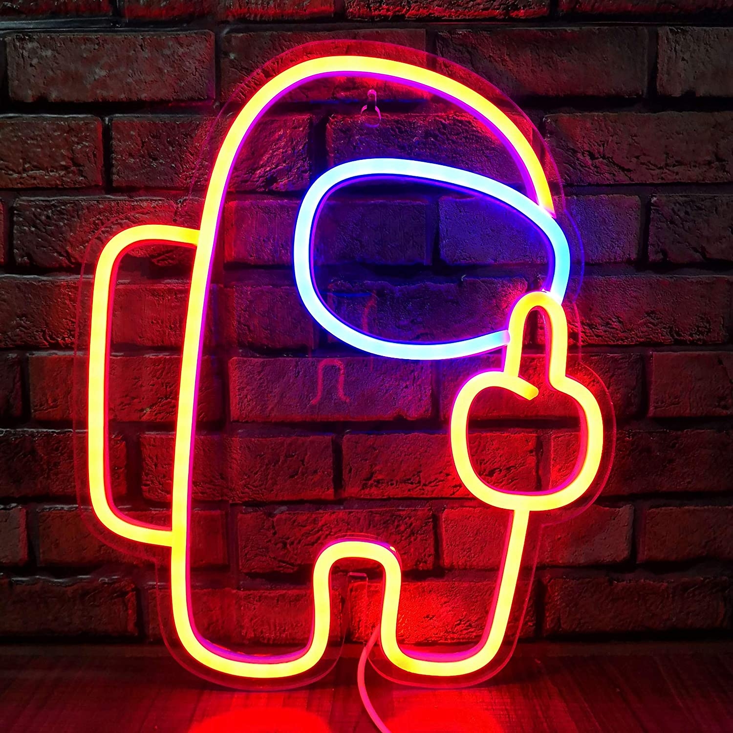 1500x1500 Among Us Game Neon Sign Popping Middle Finger LED Sign Light Game Room Decor Gift for Gamer USB Powered Neon Light Man Cave, Bedroom, Bar, Party, Club, Gamer Gift Among Us, Phone