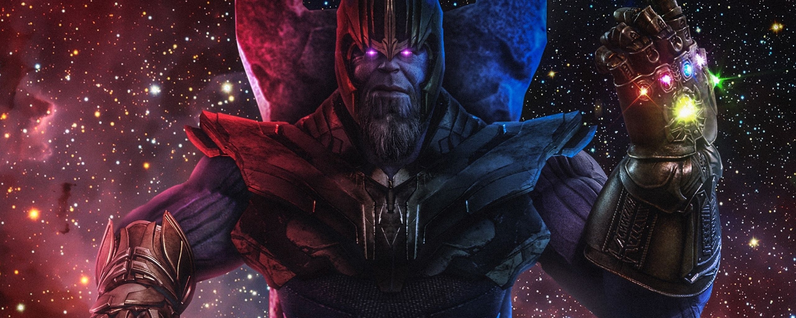 2560x1030 Download  wallpaper thanos, infinity gauntlet, avengers 4, Dual Screen