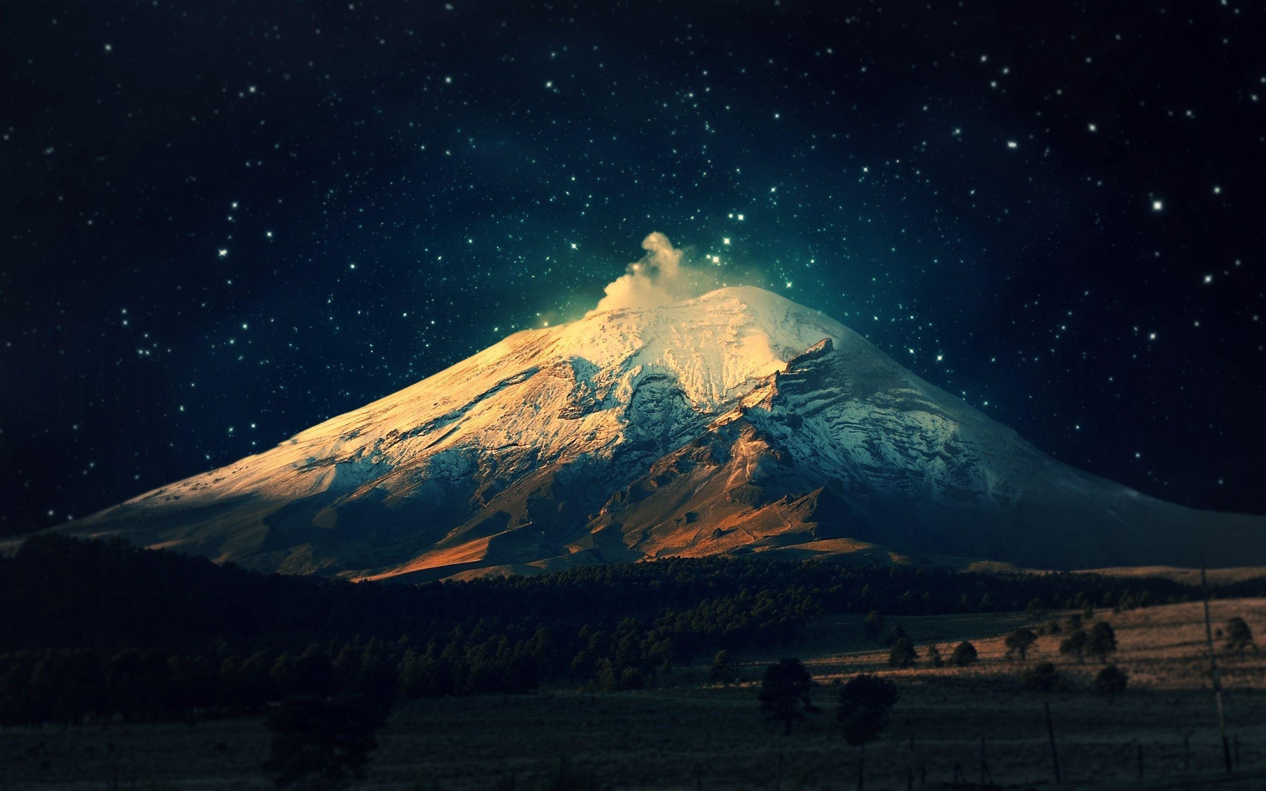 2560x1600 Snowy Mountain Starry Sky desktop PC and Mac wallpaper, Desktop