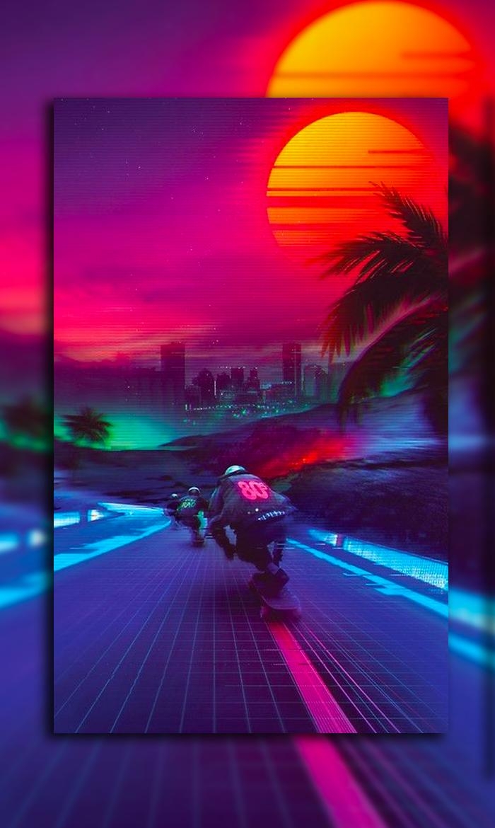 700x1170 Vaporwave Background, Phone