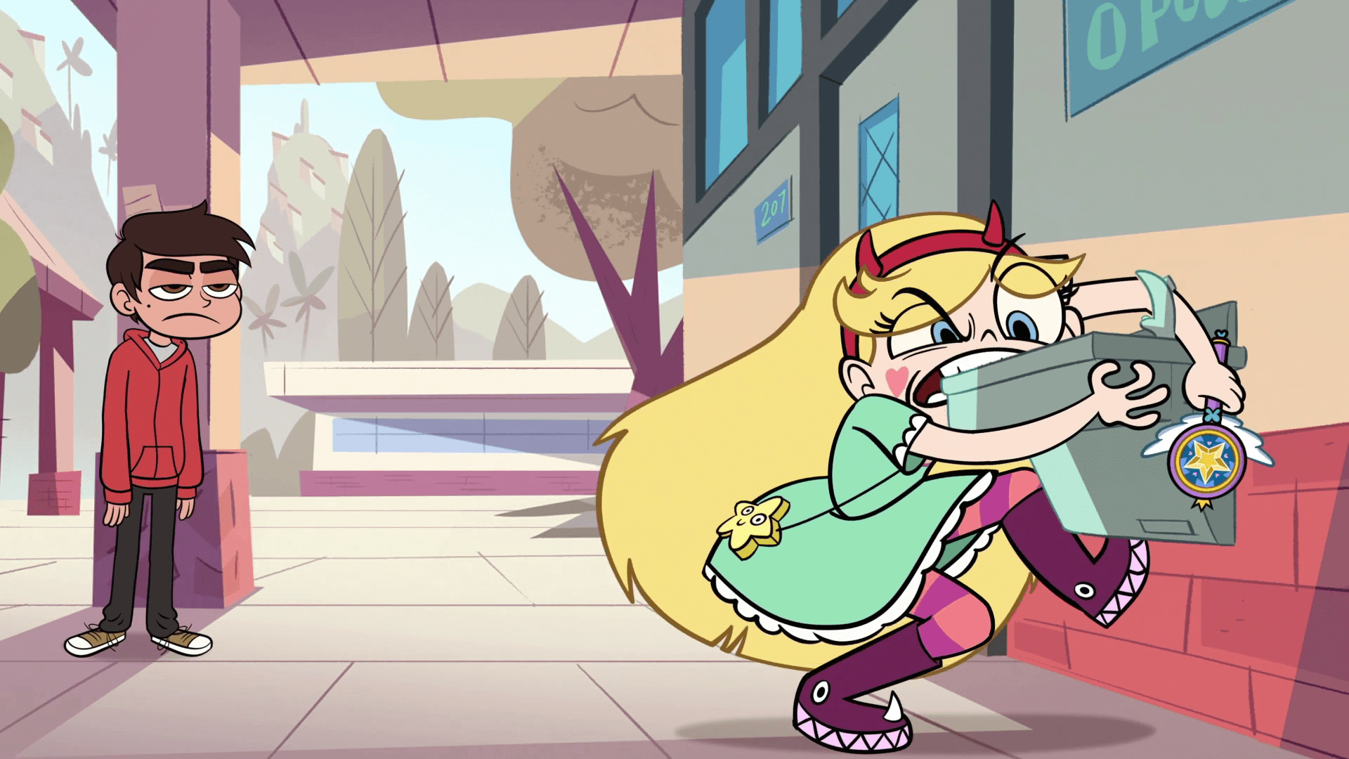 1920x1080 S1e1 star biting water fountain.png. Star vs. the Forces, Desktop