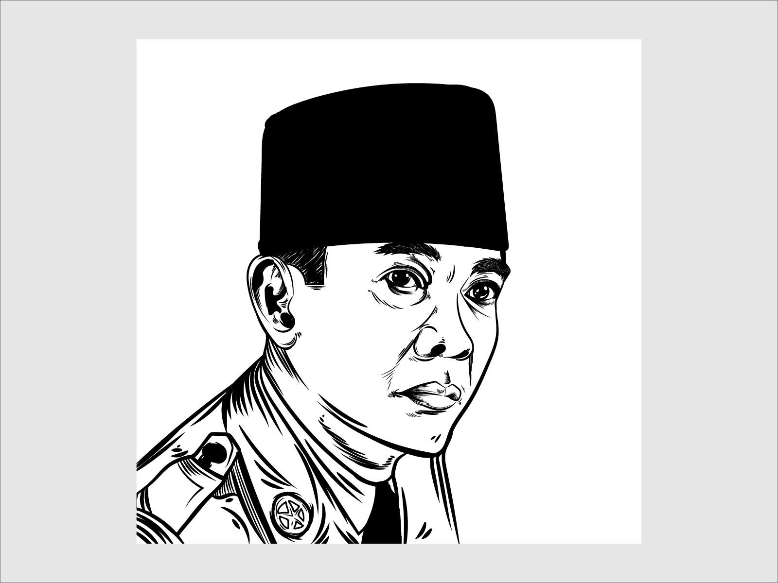 1600x1200 Vector Line Art Soekarno Hatta Indonesian first president, Desktop