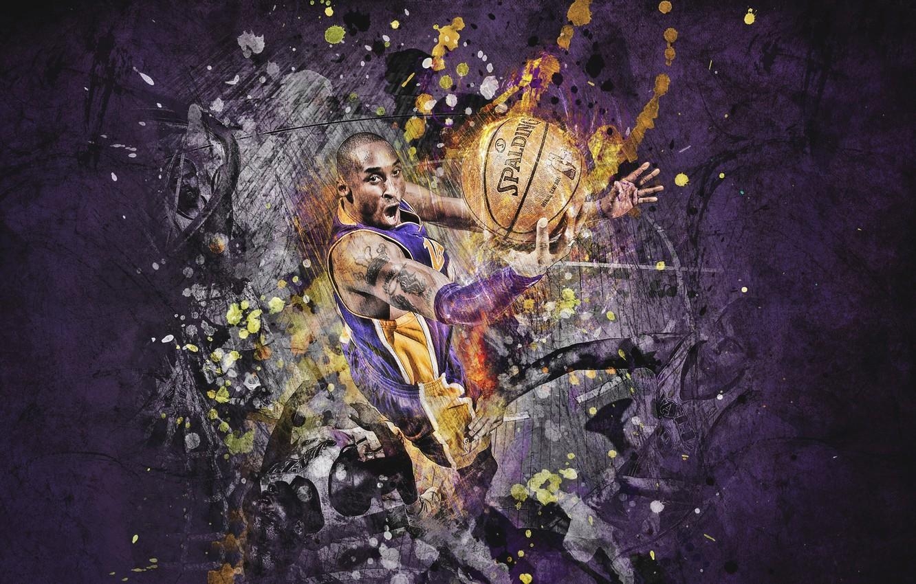 1340x850 Wallpaper Figure, The ball, Basketball, Purple, Lakers, Kobe, Desktop